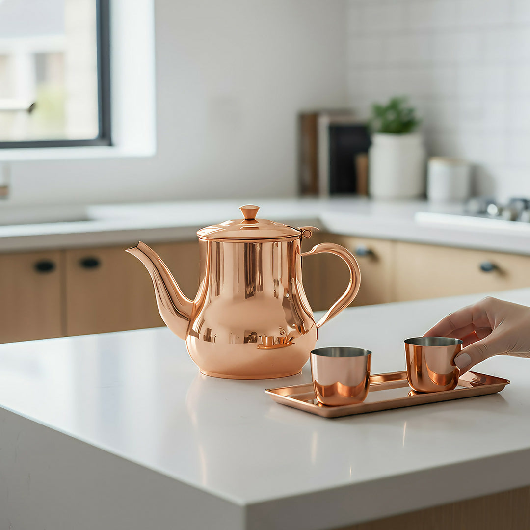 Anygleam Rose Gold Stainless Steel Teapot with Filter – Multi-Purpose Kettle for Coffee, Tea, Oil & Seasonings