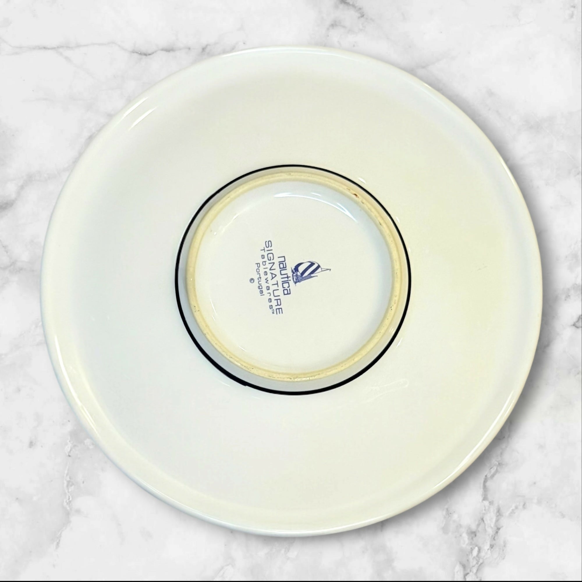 Nautica Signature Cup Saucer Set Blue Stripe | Set of 4 | Excellent Cond