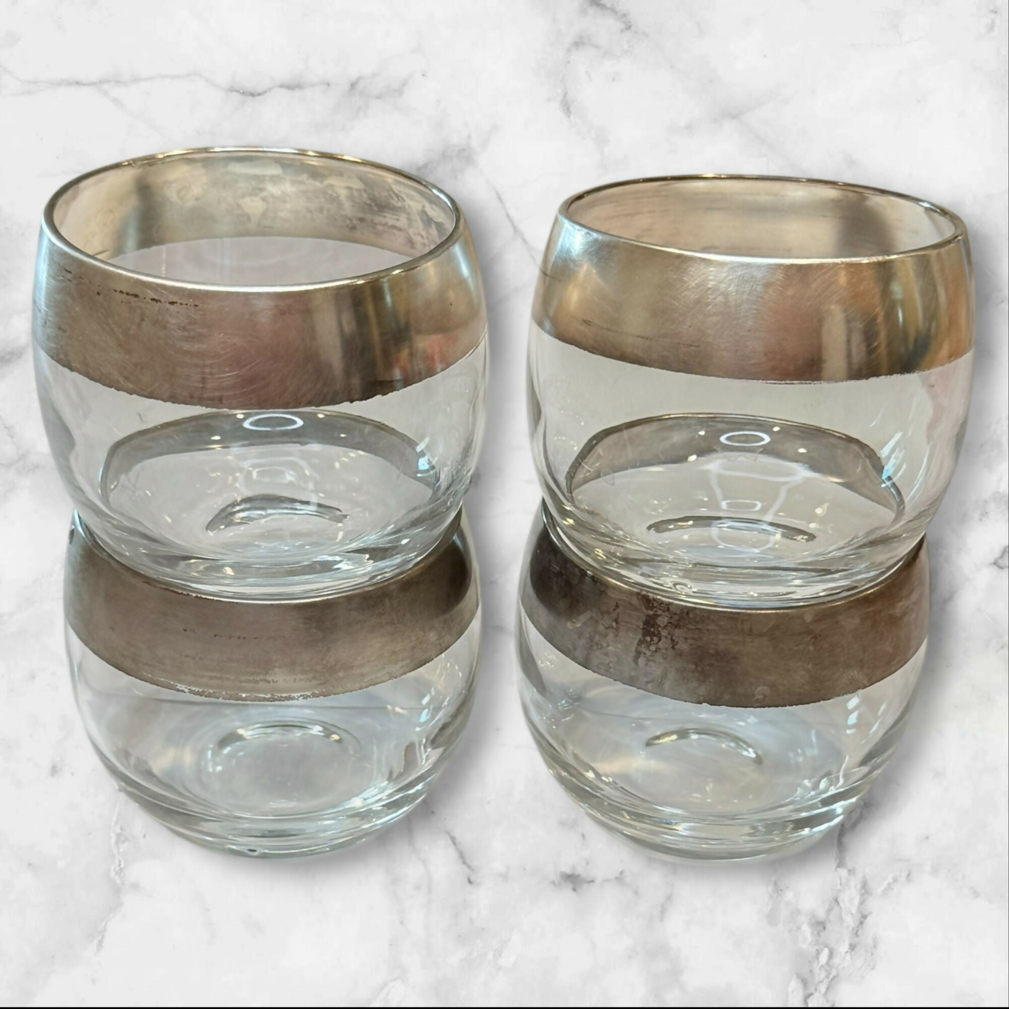 Dorothy Thorpe Silver Band Roly Poly Glasses | Set of 4 | Good Condition