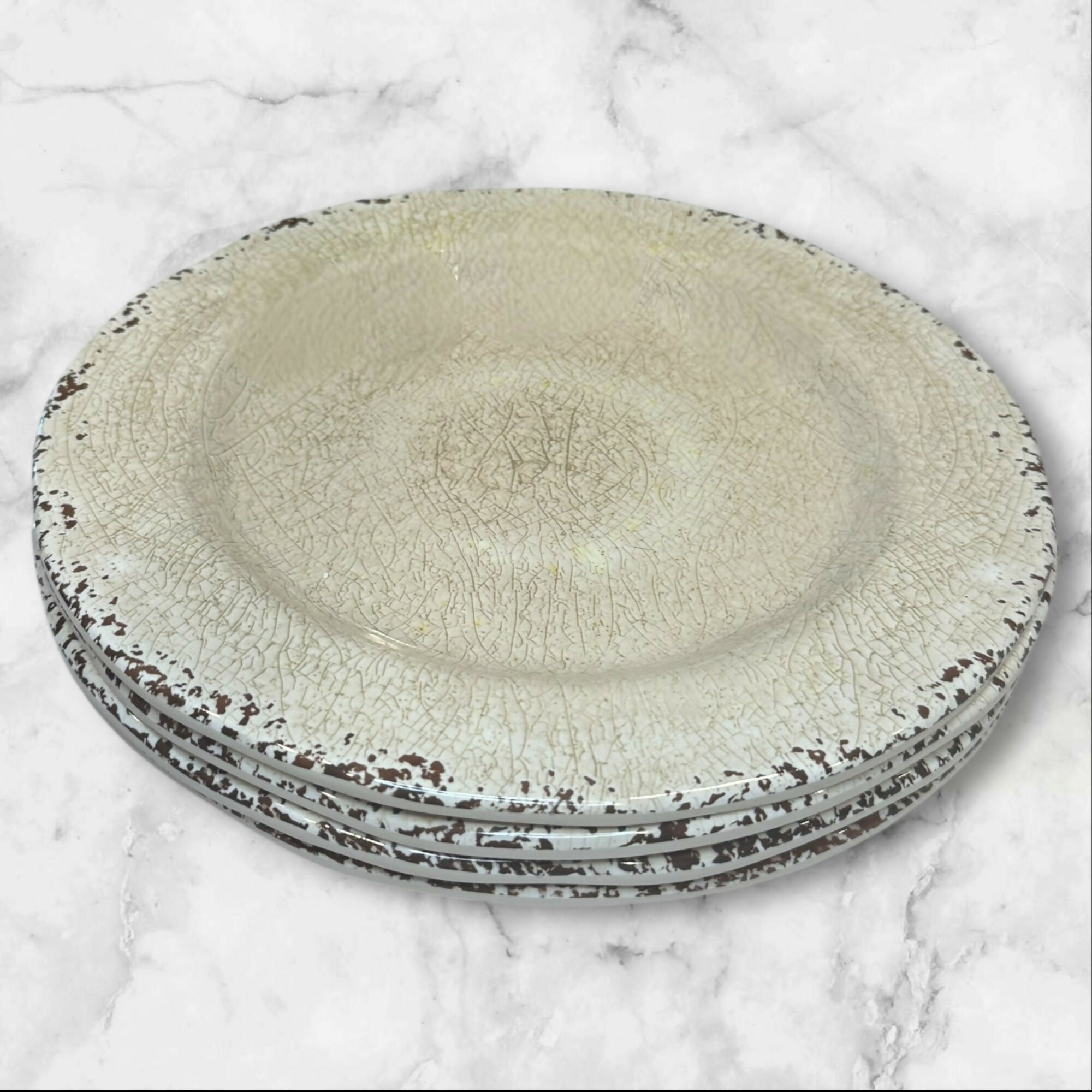 Pier 1 Carmelo Melamine Salad Plates | Set of 4 | Used | Rustic Speckled Design