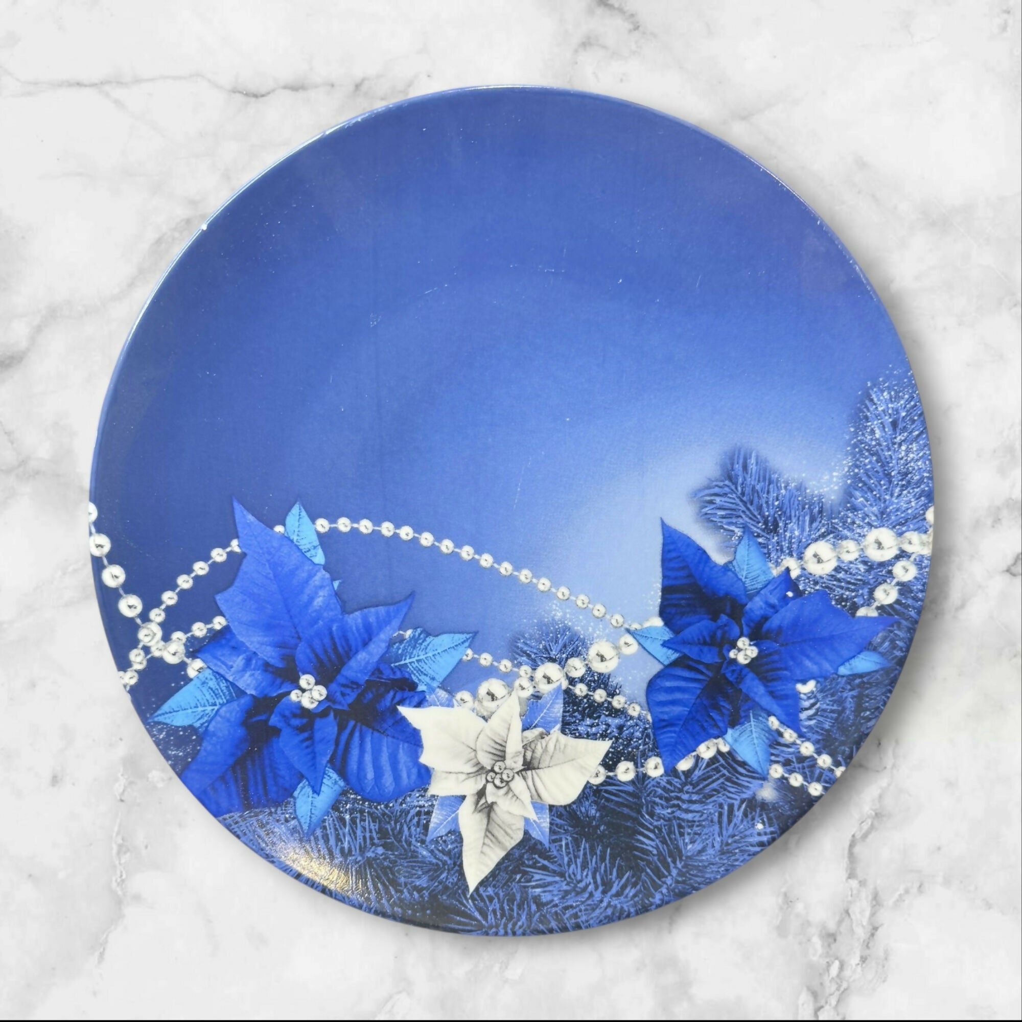 Blue Poinsettia Dinner Plates | Set of 4 | Great Condition