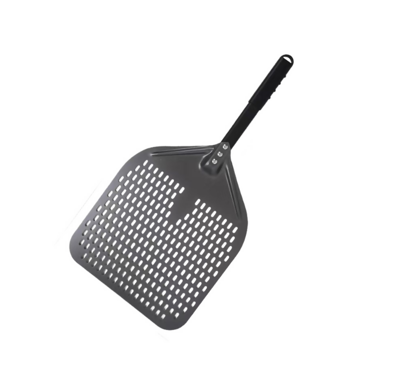 Anygleam Pizza Shovel 30 cm x 70cm Dark Grey for Perforated Peel with Metal Handle Oven Turning Baking Accessory