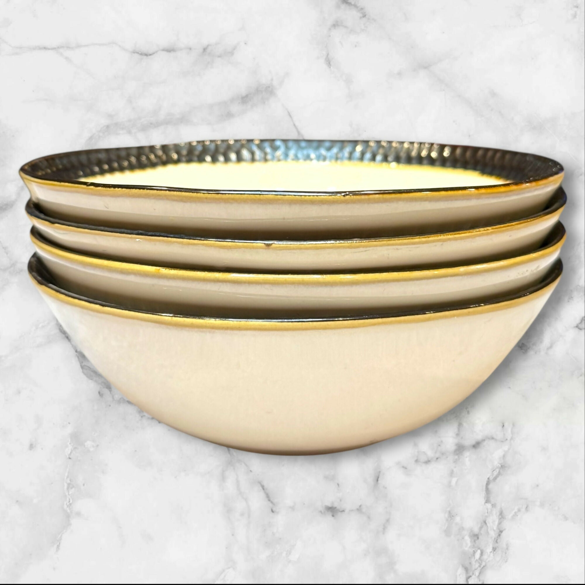 Crate & Barrel Scavo Stoneware Bowls | Set of 4 | Good Condition | 7.75”