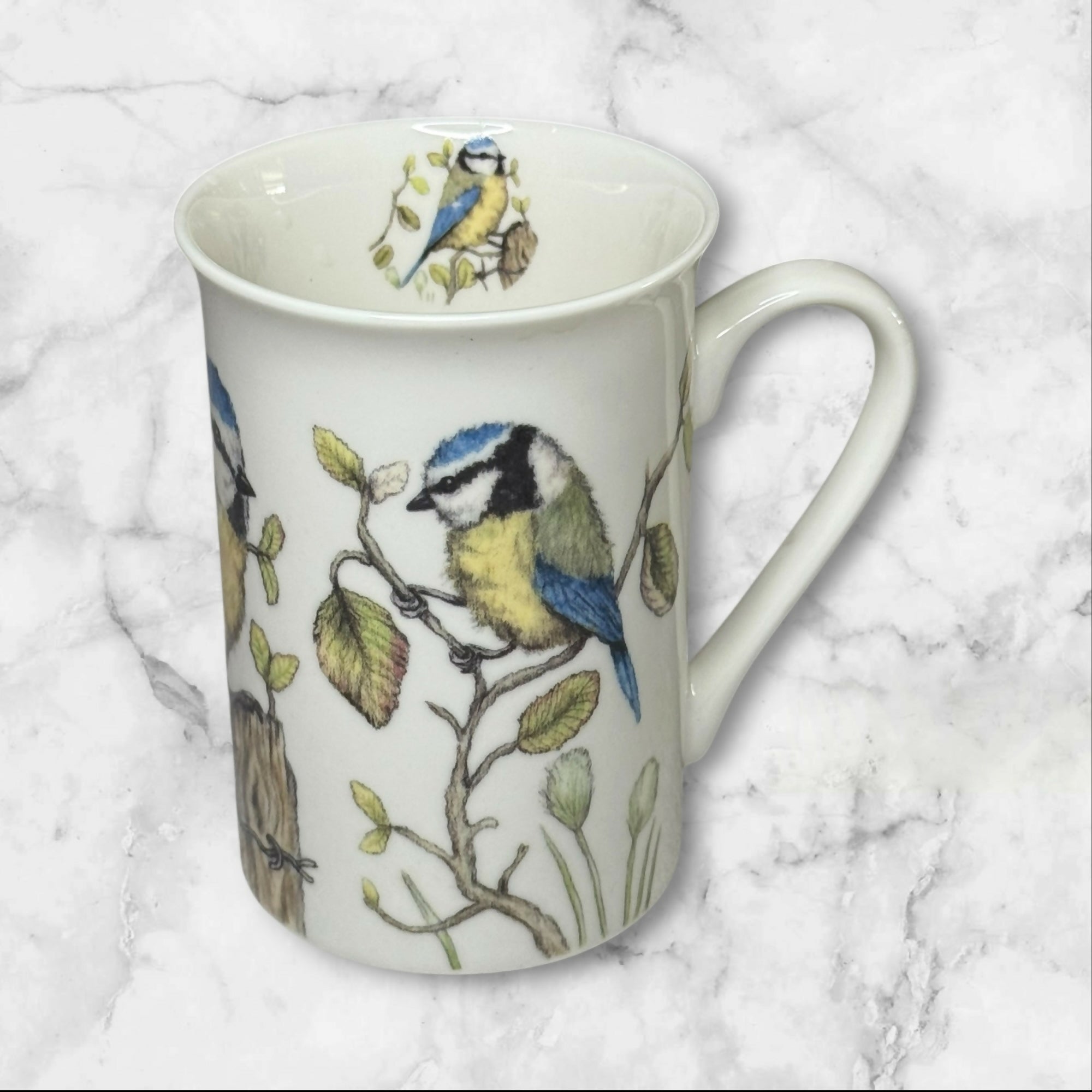 Kent Pottery Blue Tit Bird Mugs Set of 2 | English Countryside | Excellent Condition