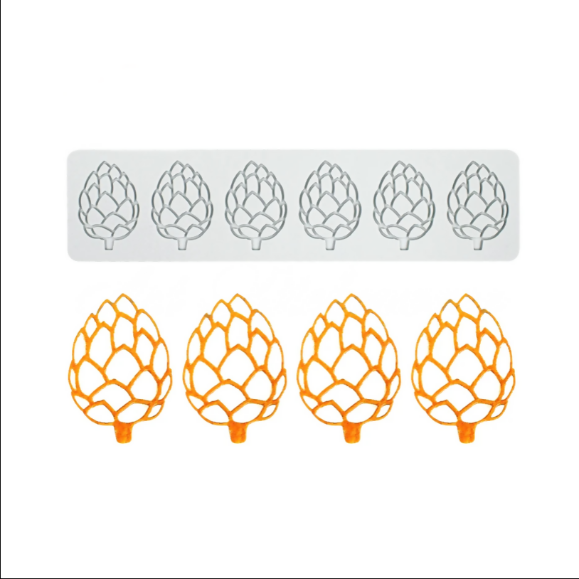 Anygleam Fondant Molder Grey Pine Cone Lace Pad Silicone Cake Baking Confectionery Tools