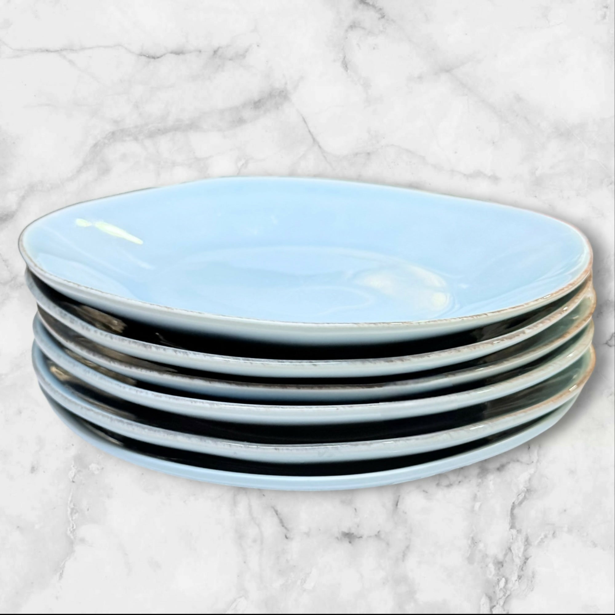 Crate & Barrel Marin Blue Salad Plates Set of 6 | Gently Used Condition
