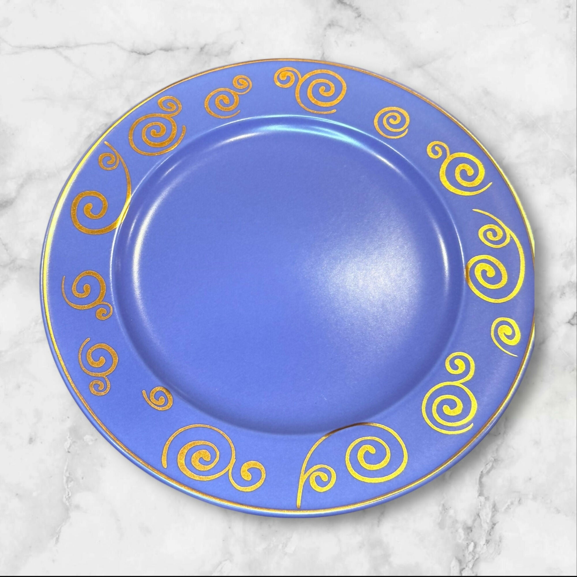 Mikasa Tribeca Dinner Plates Set of 4 | Blue Swirl Design | Excellent Condition