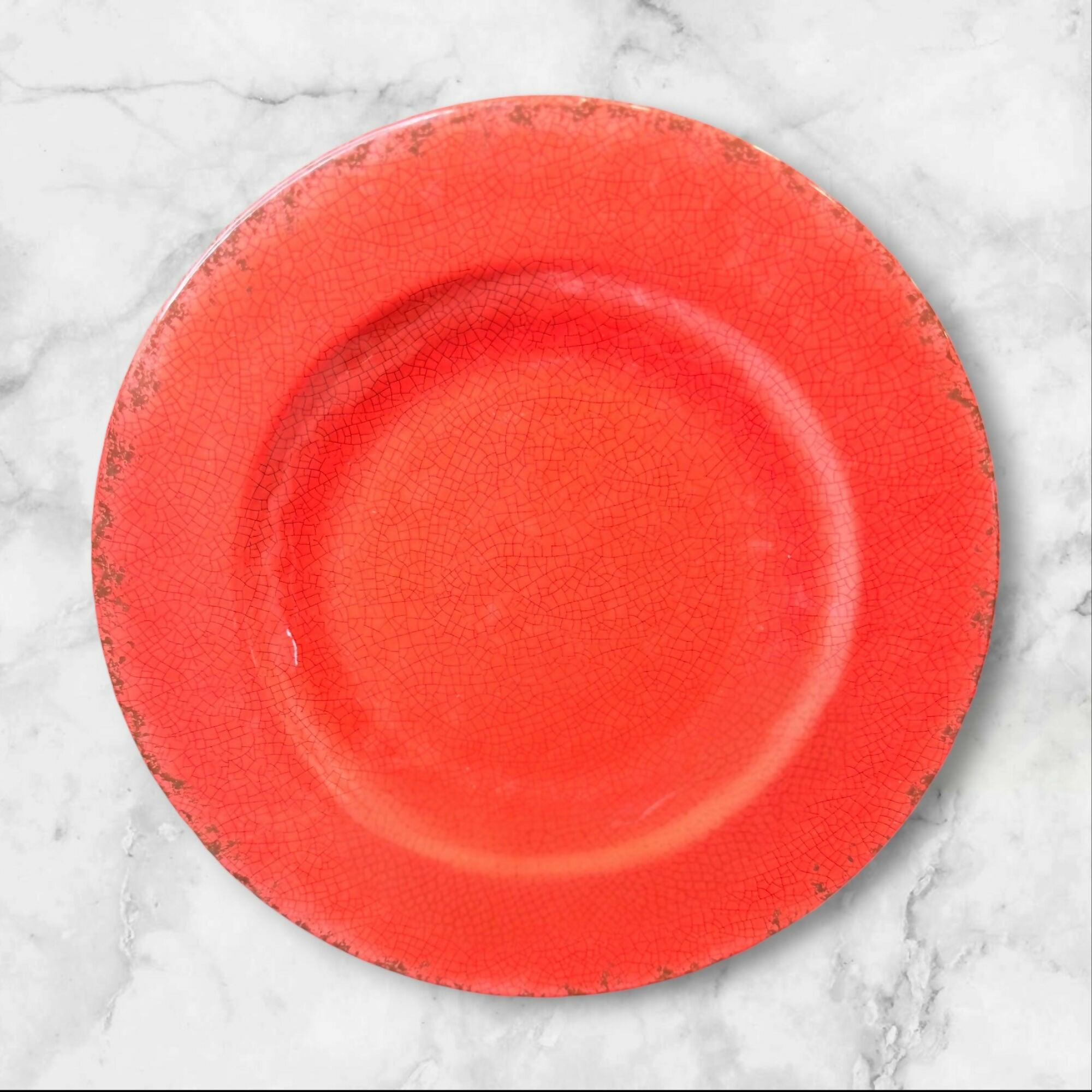 Coral Crackle Melamine Dinnerware Set | 8 Pieces | Decent Condition