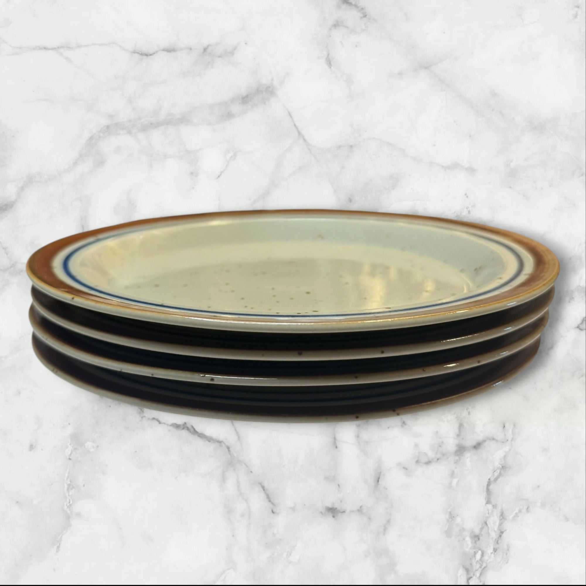 Vintage Speckled Stoneware Salad Plates | Set of 4 | Excellent Condition