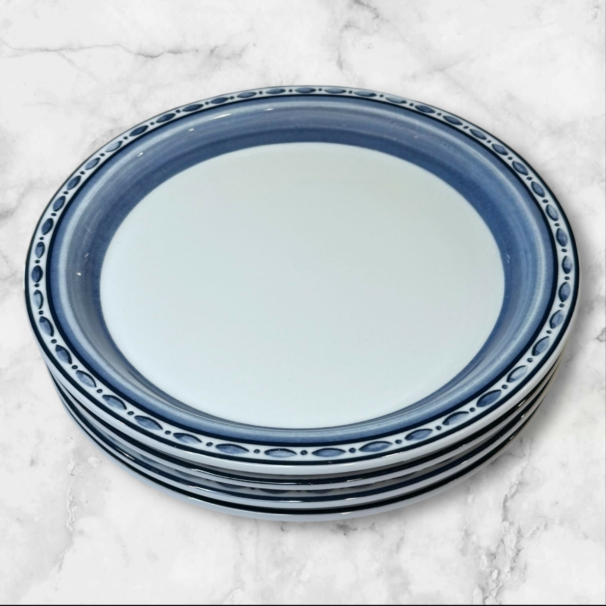 Dansk Belgian Blue Salad Plates | Set of 4 | Bistro Style | Excellent Condition