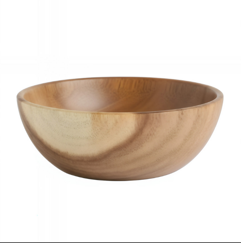 Anygleam Natural Wood Medium Acacia Wood Salad Soup Bowl Food Kitchen Tableware