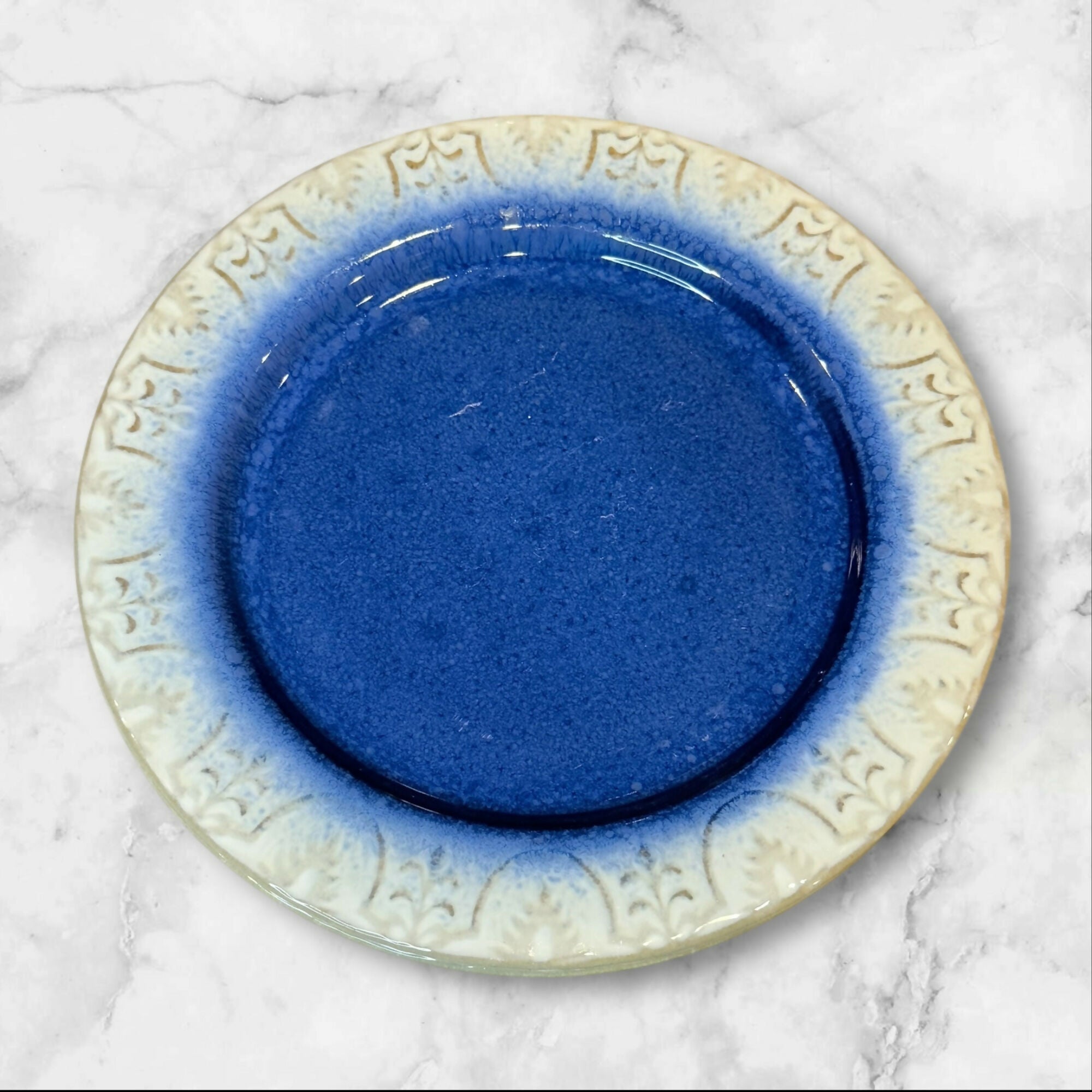 American Atelier Blue Stoneware Salad Plates | Set of 7 | Good Condition
