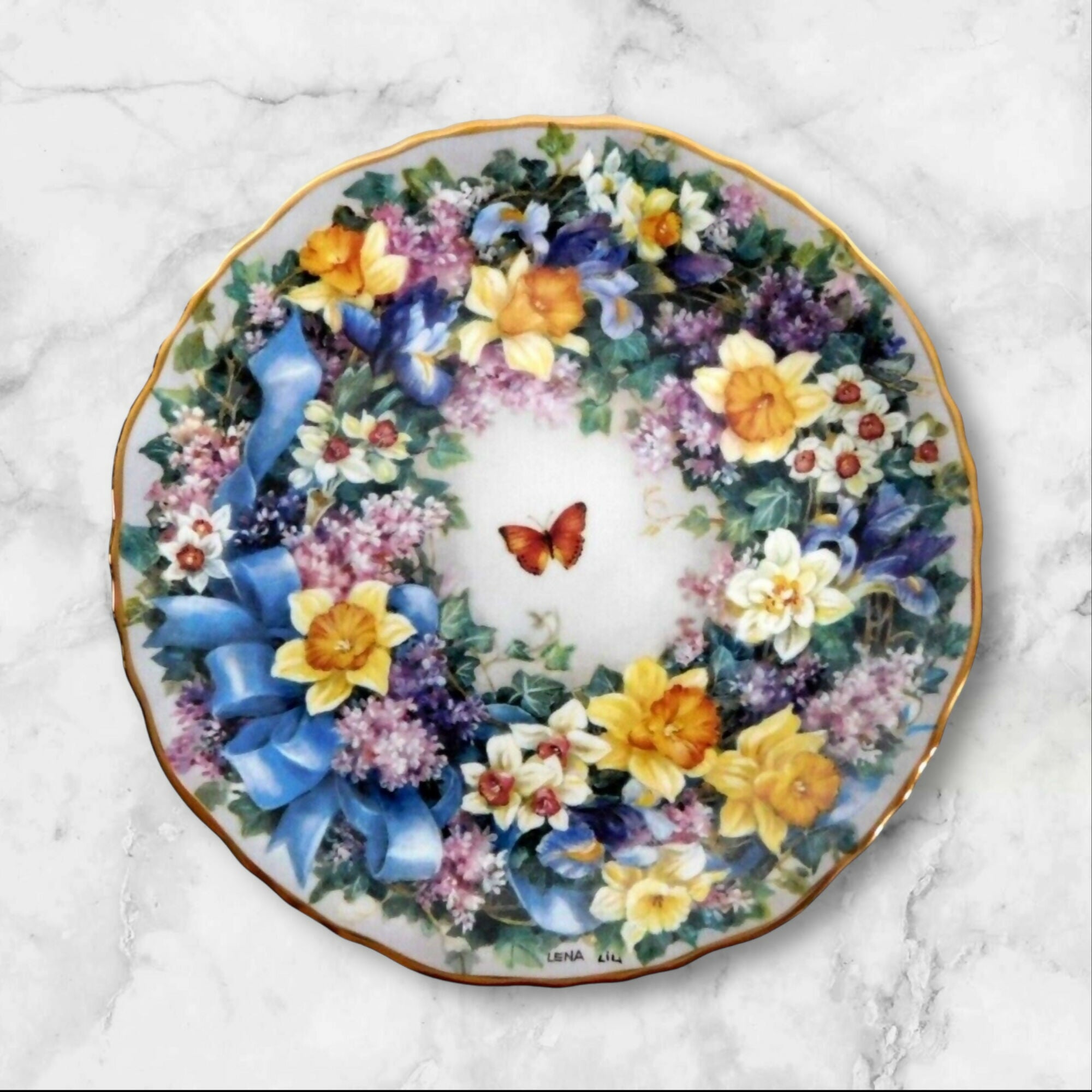 Lena Liu Floral Greetings Collector Plates Set of 5 | Excellent Condition | 1994–95