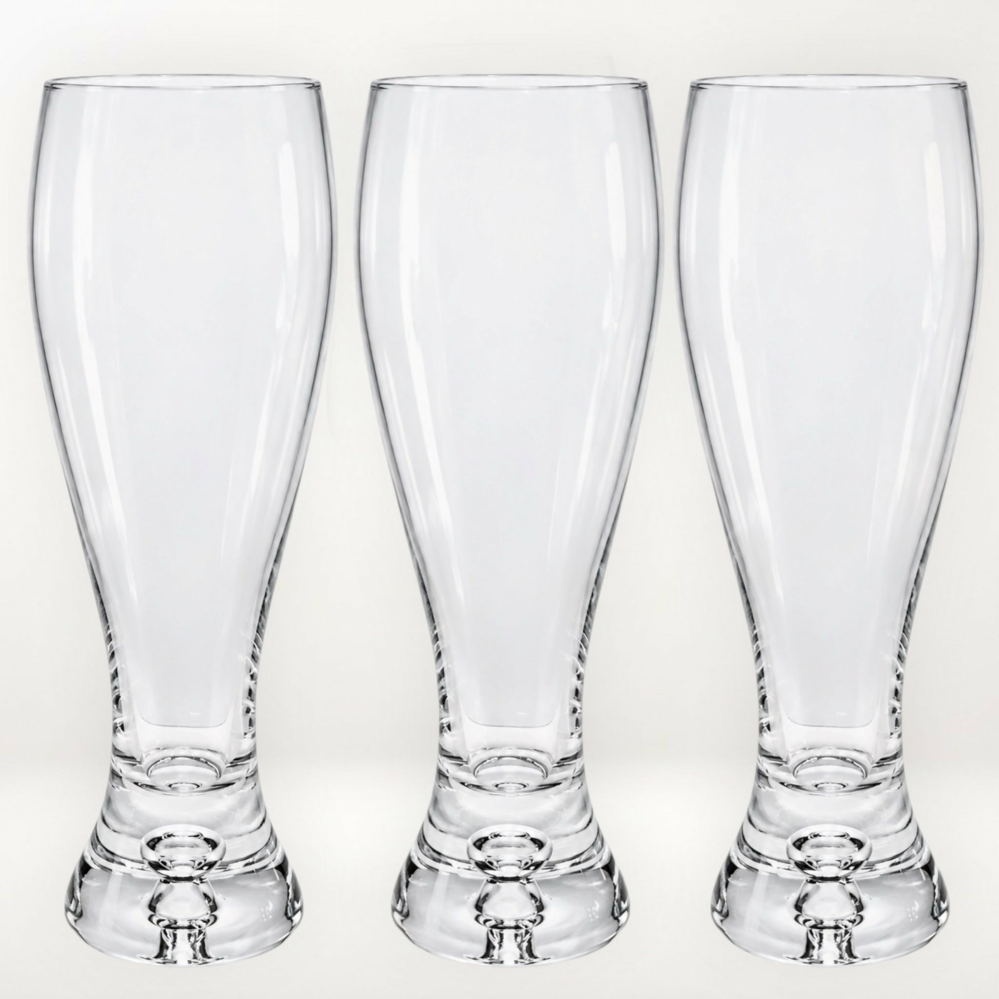 Bubble Base Crystal Pilsner Beer Glasses | Set of 3 | Great Condition
