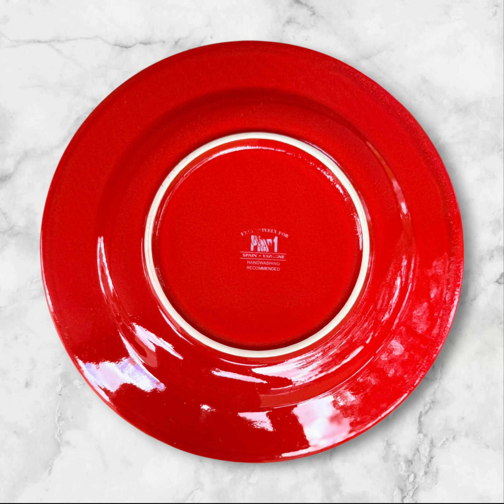 Pier 1 Red Collection Dinner Plates | Set of 4 | Made in Spain | Fair Condition