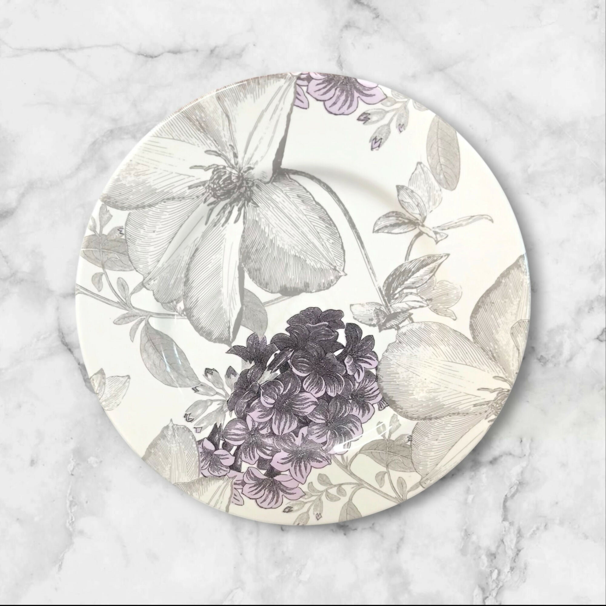 Andrew Tanner Clematis Purple Dinner Plates | Set of 6 | Good Used Condition