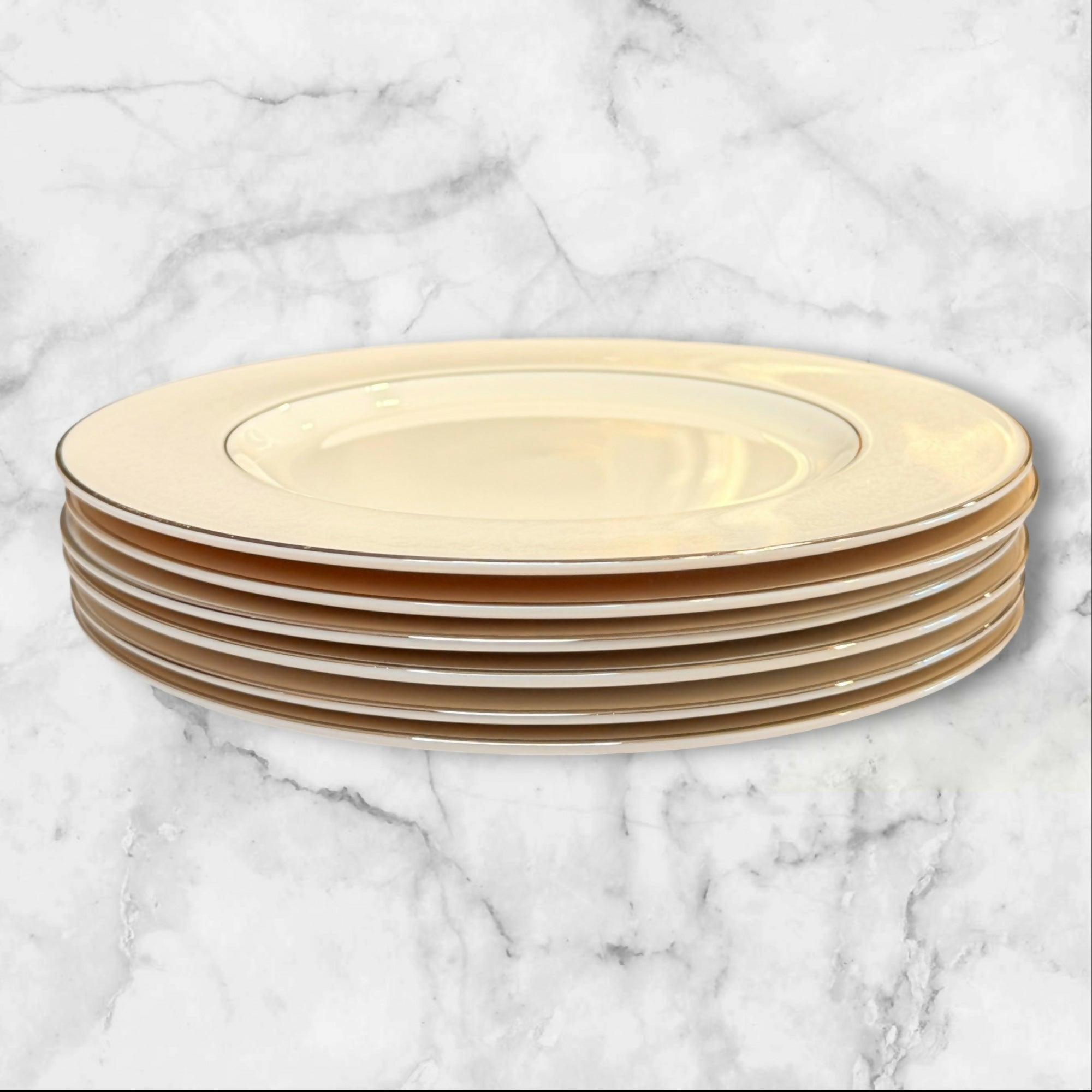 Pickard Venetia Cream Platinum Trim Salad Plates Set of 5 | Excellent
