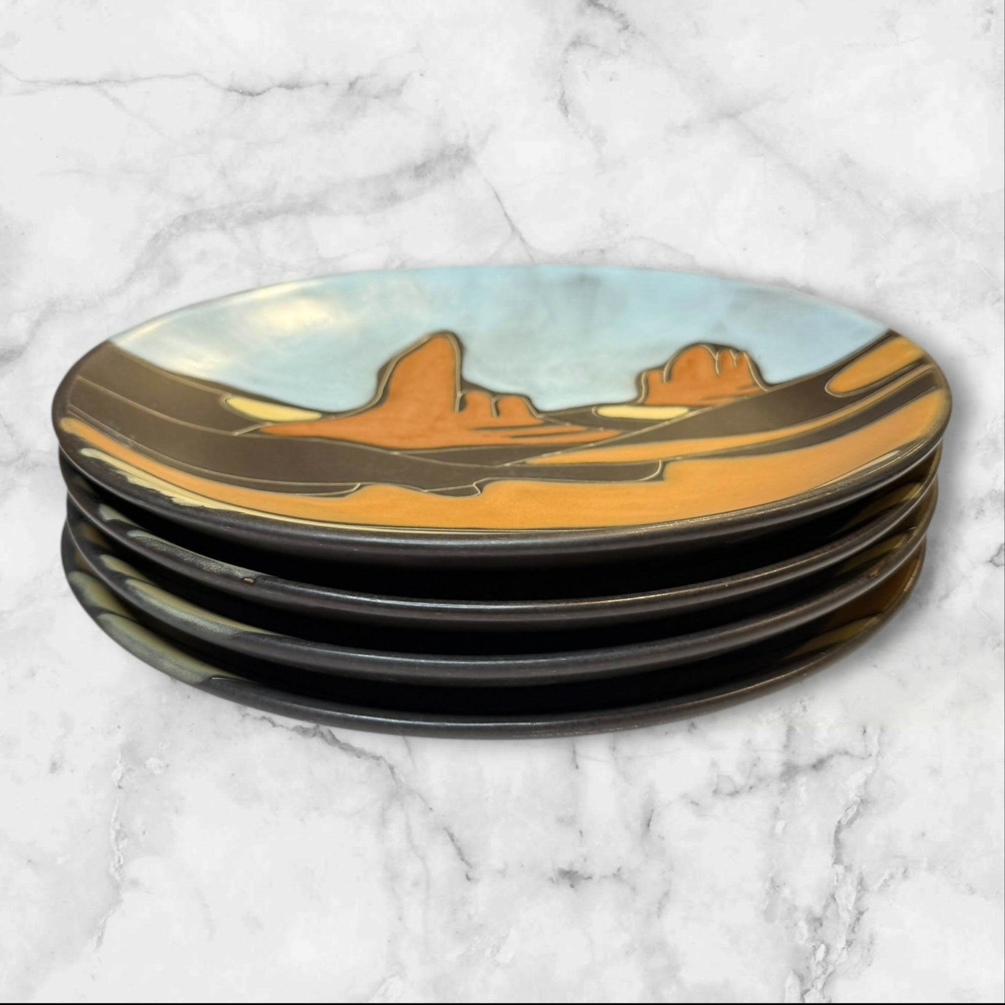 Tabletops Unlimited Navajo Sedona Red Rocks Dinner Plates Set of 4 Great