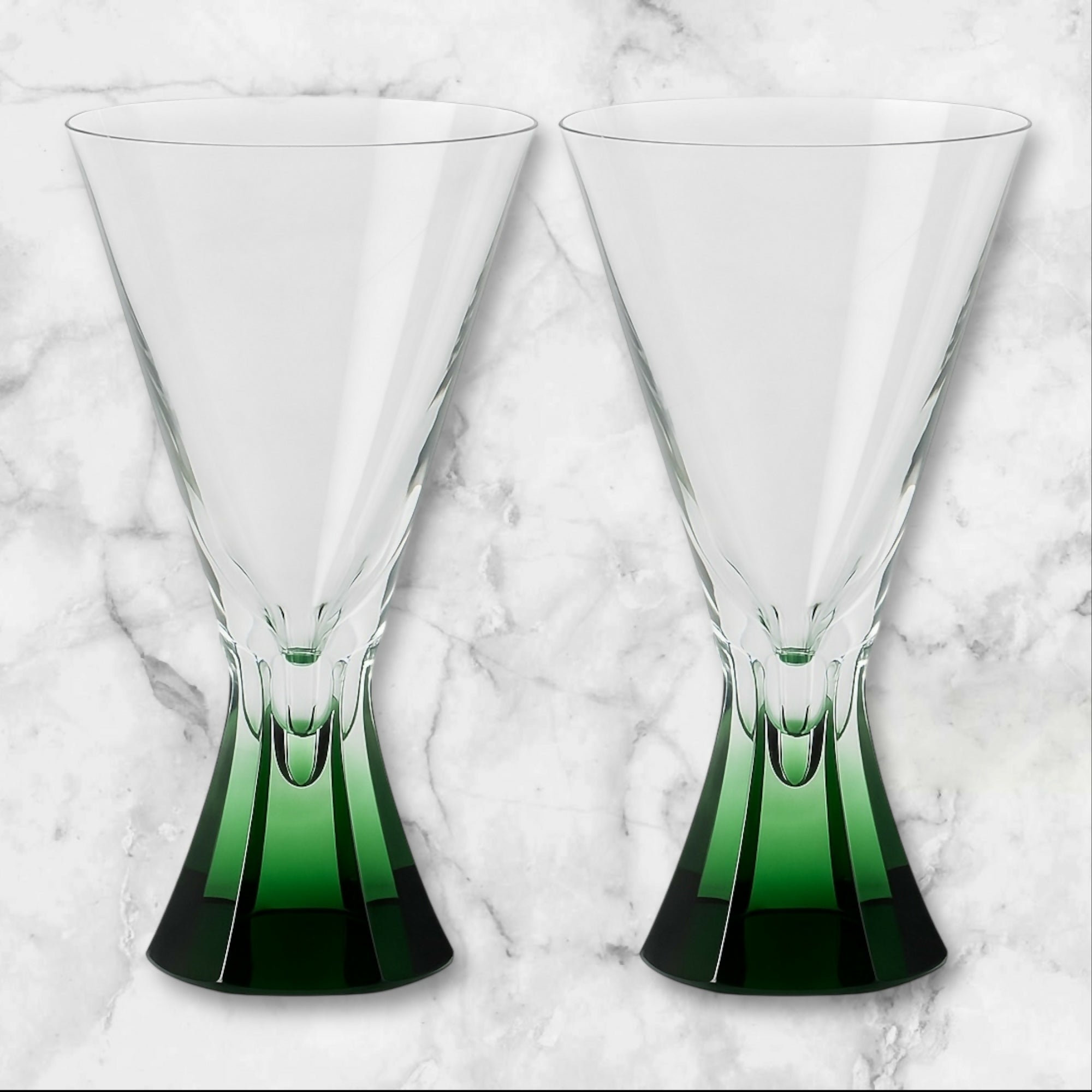 Emerald Teardrop Martini Glasses | Set of 2 | Great Condition