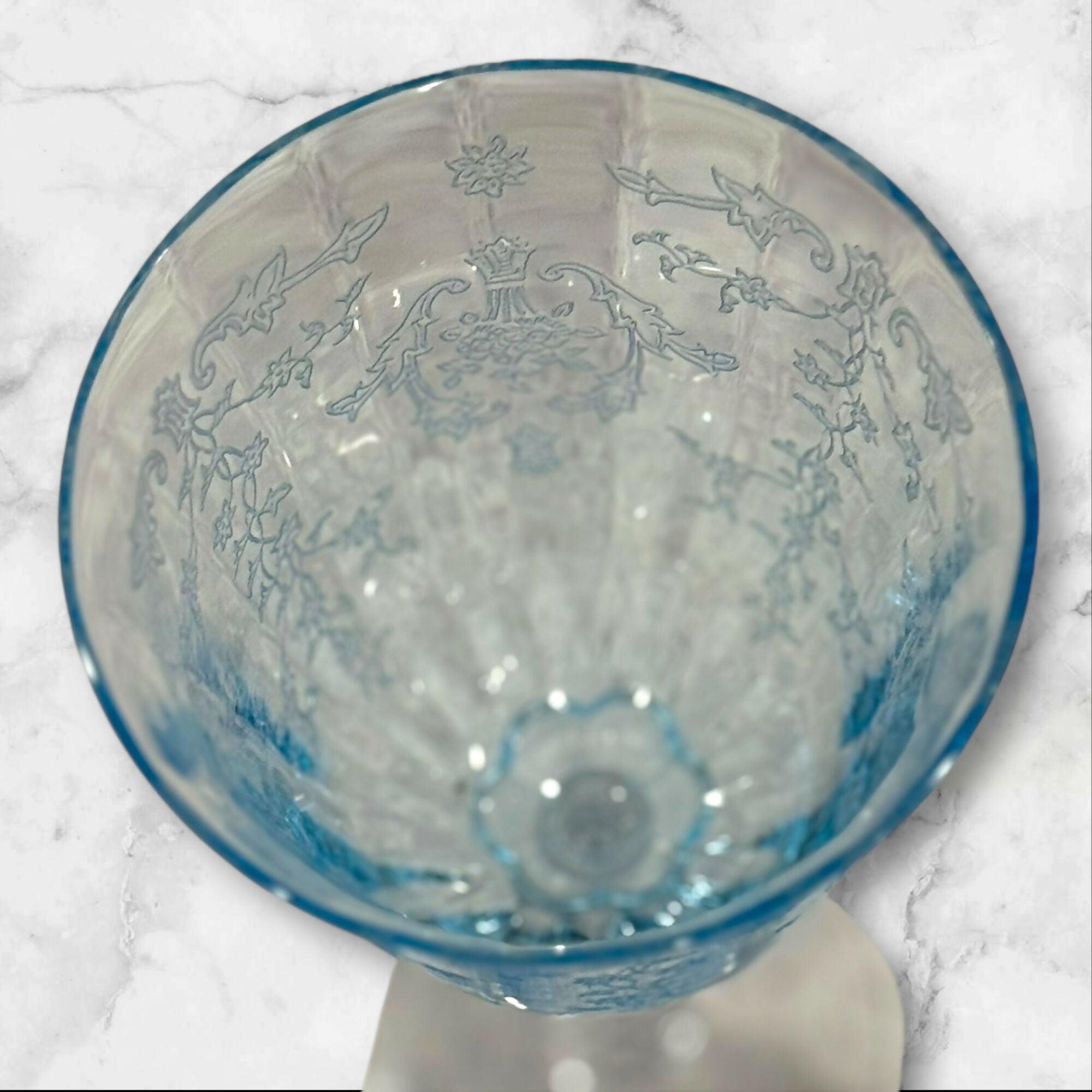 Fostoria Navarre Blue Crystal Water Goblet | Single Glass | Excellent Condition