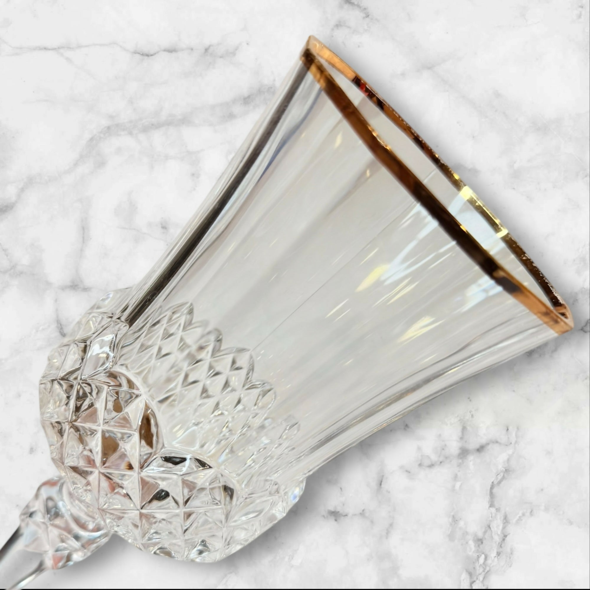 Cristal D’Arques Longchamp Gold Wine Glasses | Set of 5 | Excellent