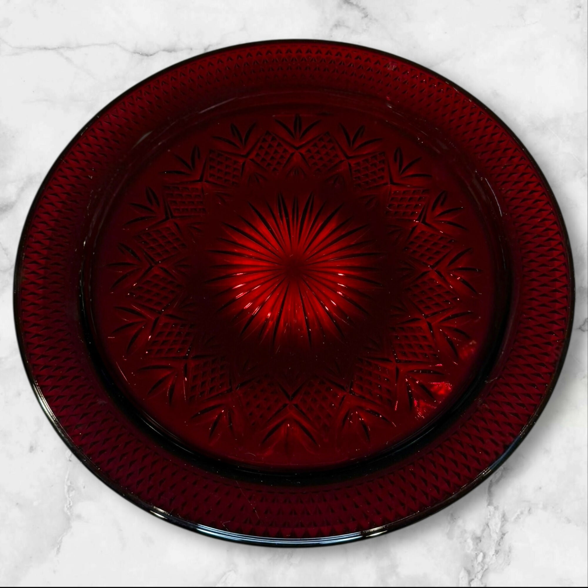 Cristal de Flandre Salzburg Ruby Glass Charger Plates | Set of 4 | Great Condition