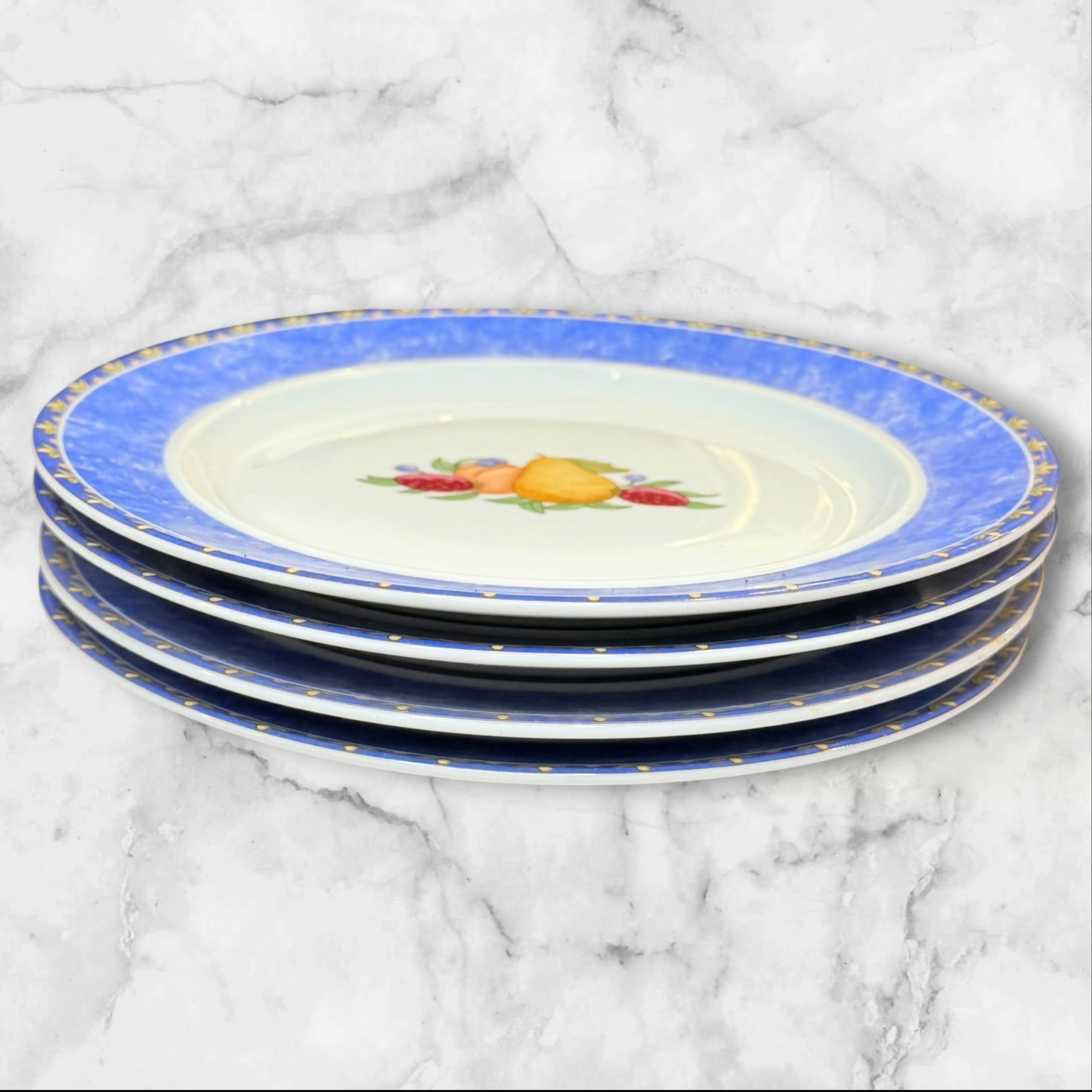 Dansk Fiance Fruits Salad Plates | Set of 4 | Blue Band | Great Condition