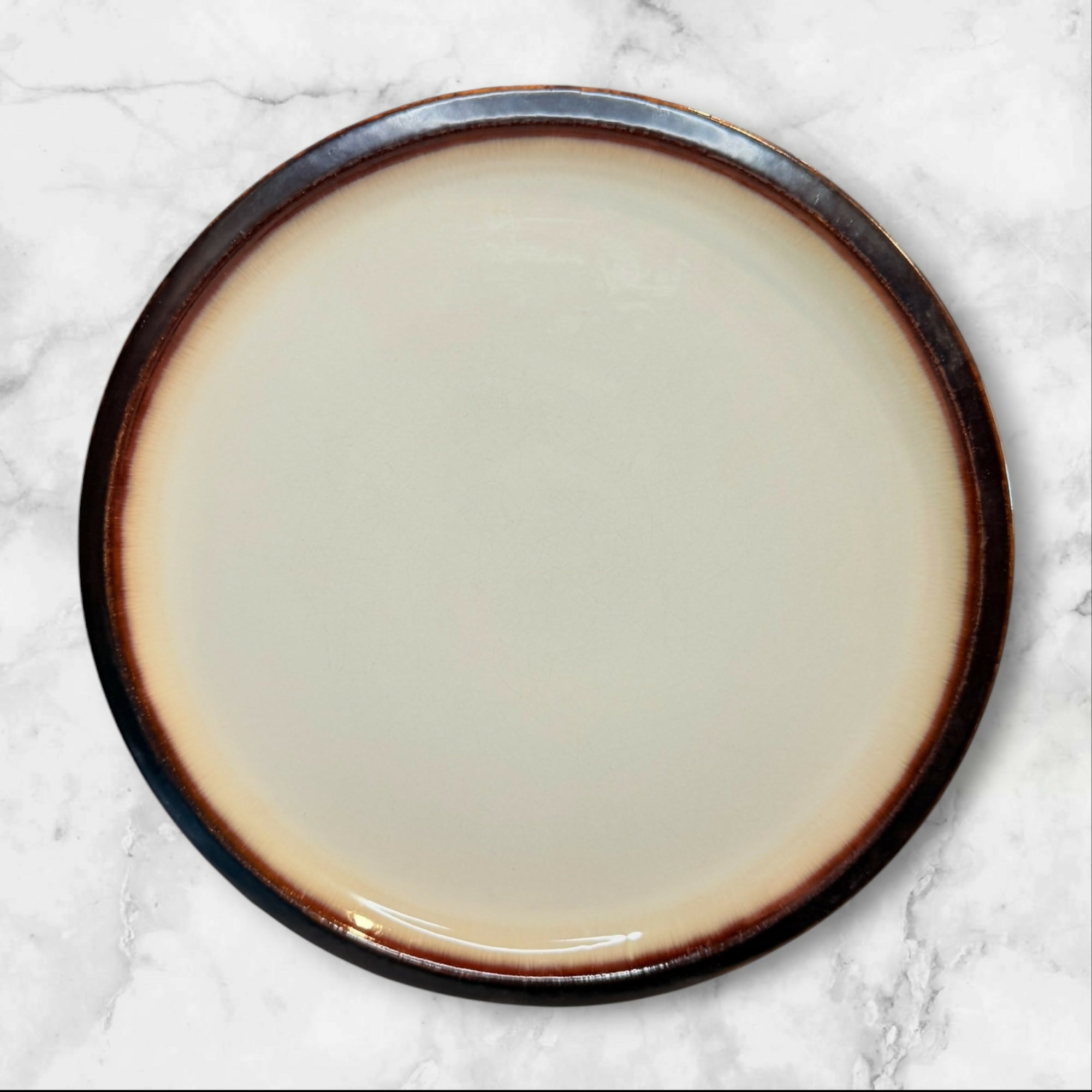 Home Thira Stoneware Dinner Plates Set of 4 | Cream Brown | Good Condition