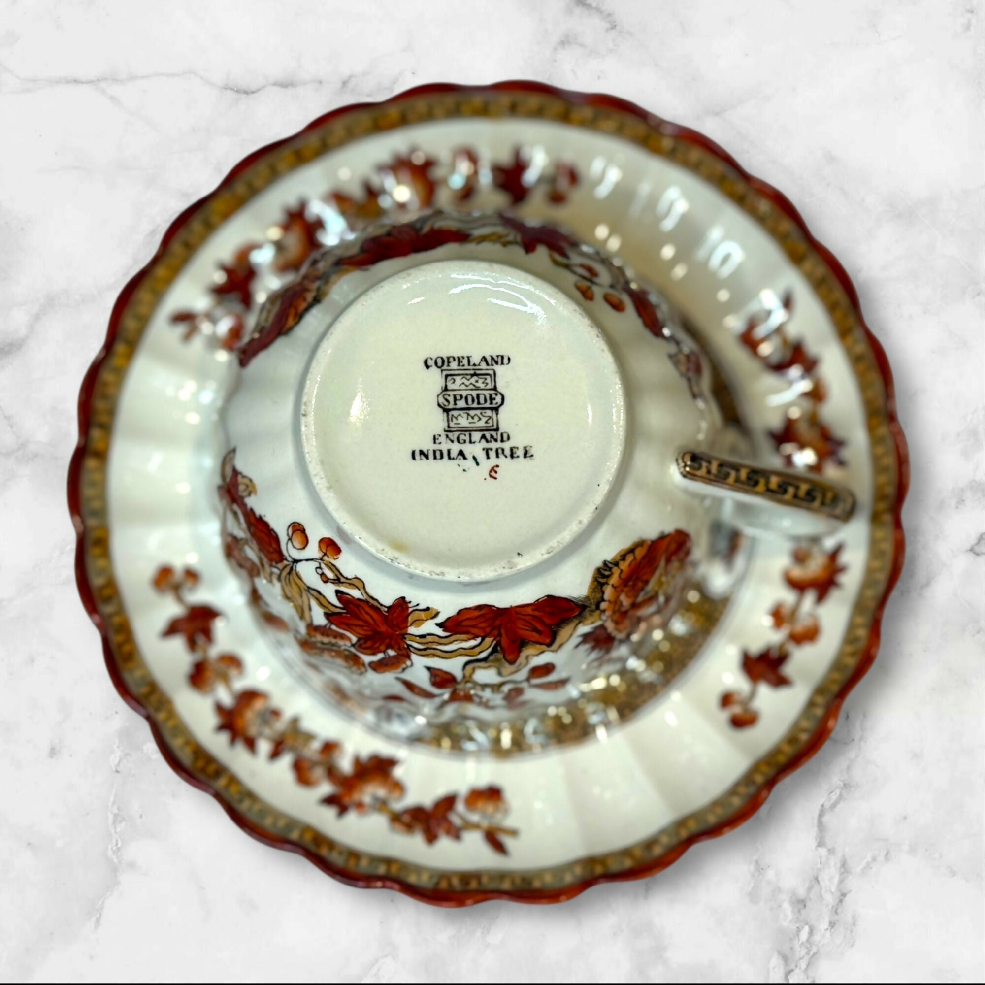 Spode Copeland India Tree Orange Rust Cup & Saucer | Excellent Condition