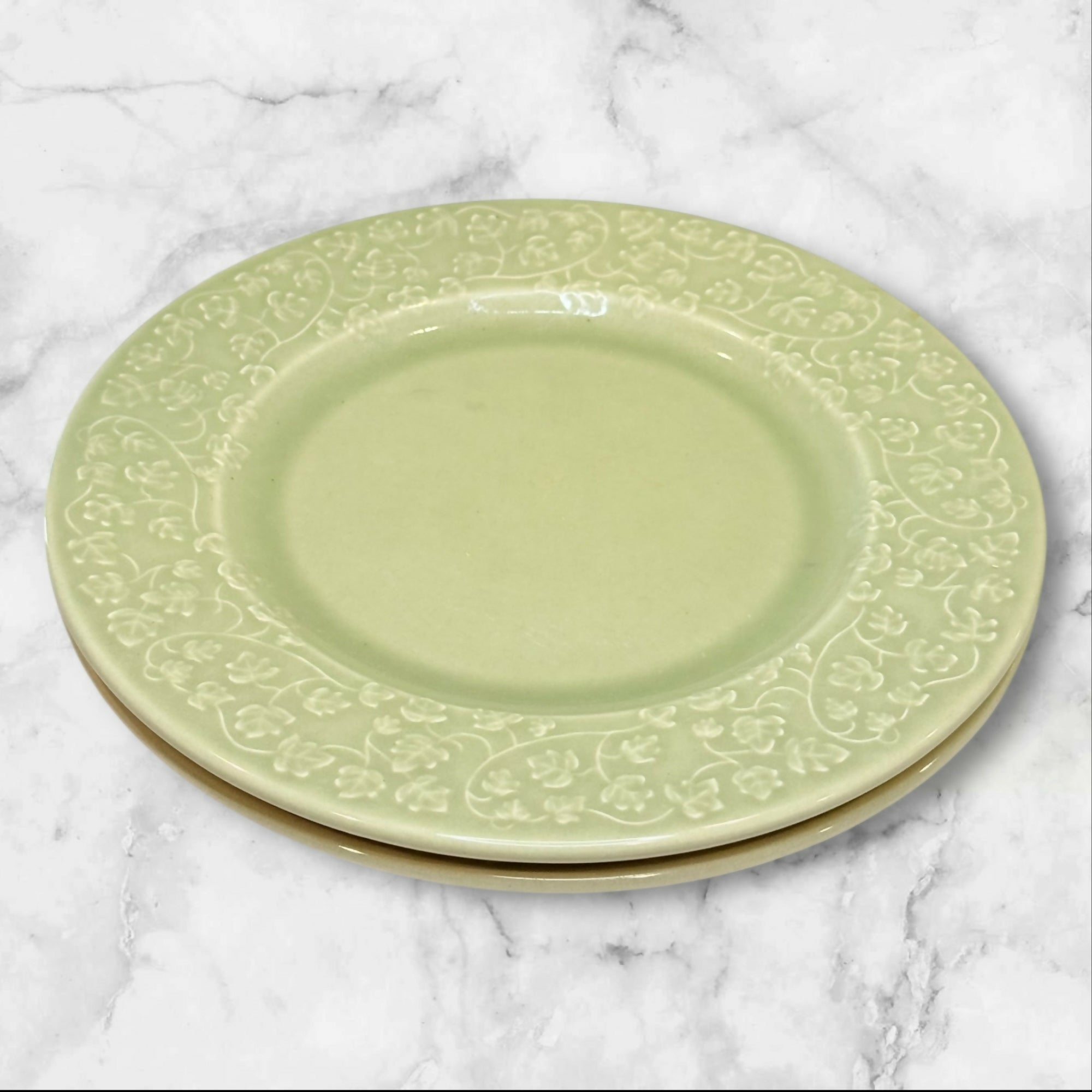 World Market Lierre Embossed Green Salad Plates | Set of 2 | Great Condition