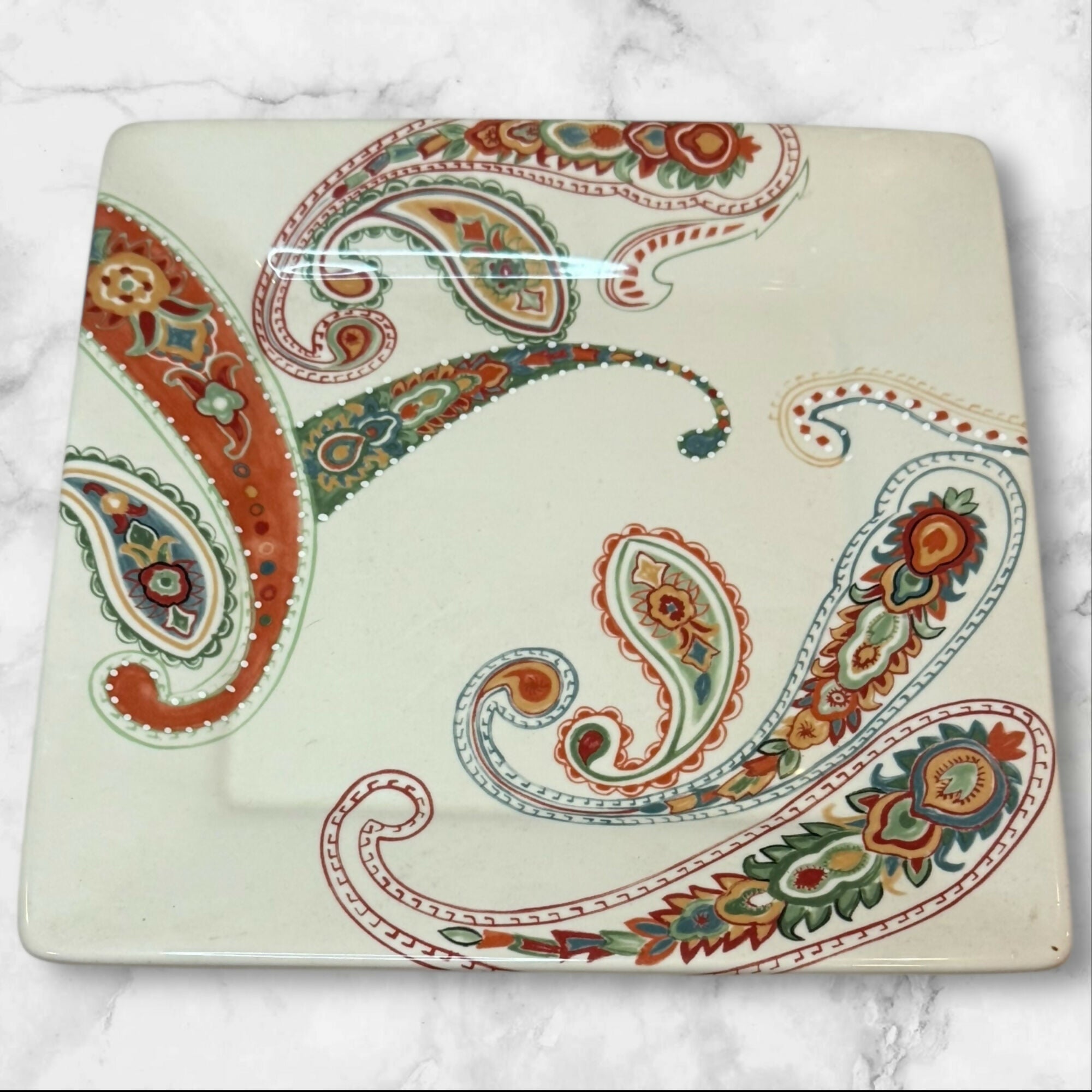 Tabletops Unlimited Misto Multi Paisley Dinner Plates | Set of 4 | Great Condition