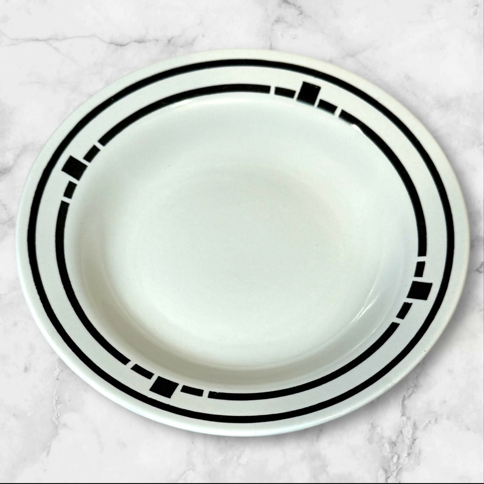 Oxford Brazil Stoneware Soup Cereal Bowls | Set of 4 | Black Rim | Excellent Condition