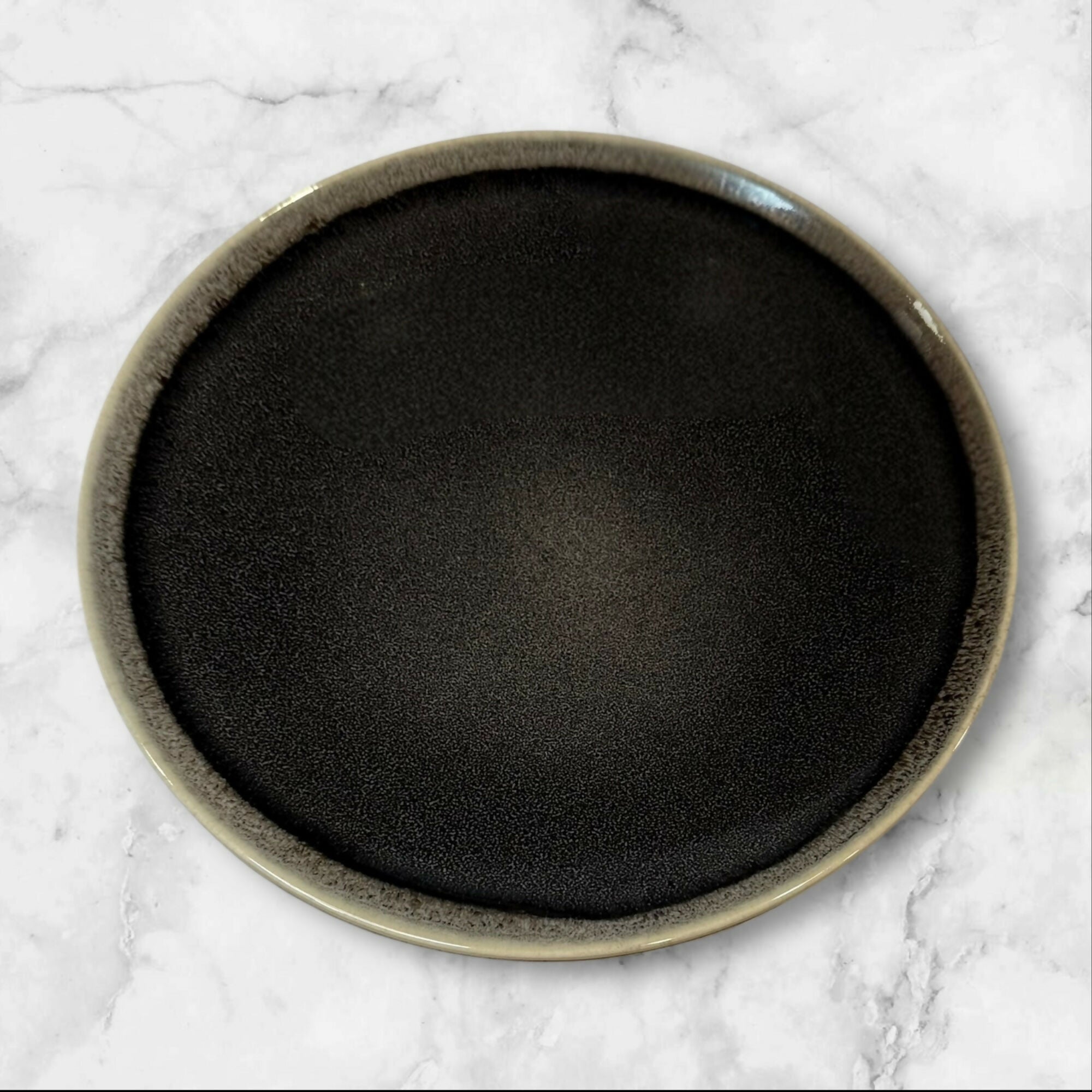 Pier 1 Hand Painted Charcoal Stoneware Dinner Plates | Set of 2 | Excellent Condition