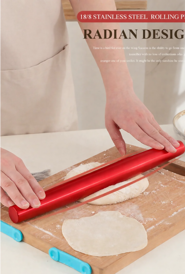 Anygleam Red Rainbow Stainless Steel Rolling Pin – 1 Pc Professional Buffet & Restaurant Kitchenware