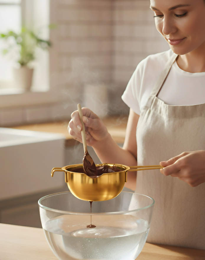 Anygleam Melting Pot 2Pcs Gold Chocolate Melt Cookware Kitchen Heating Container Milk Bowl Baking Tool Kitchenware
