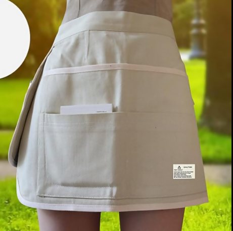 Anypron Gardening Work Apron White Canvas with Multi Pockets