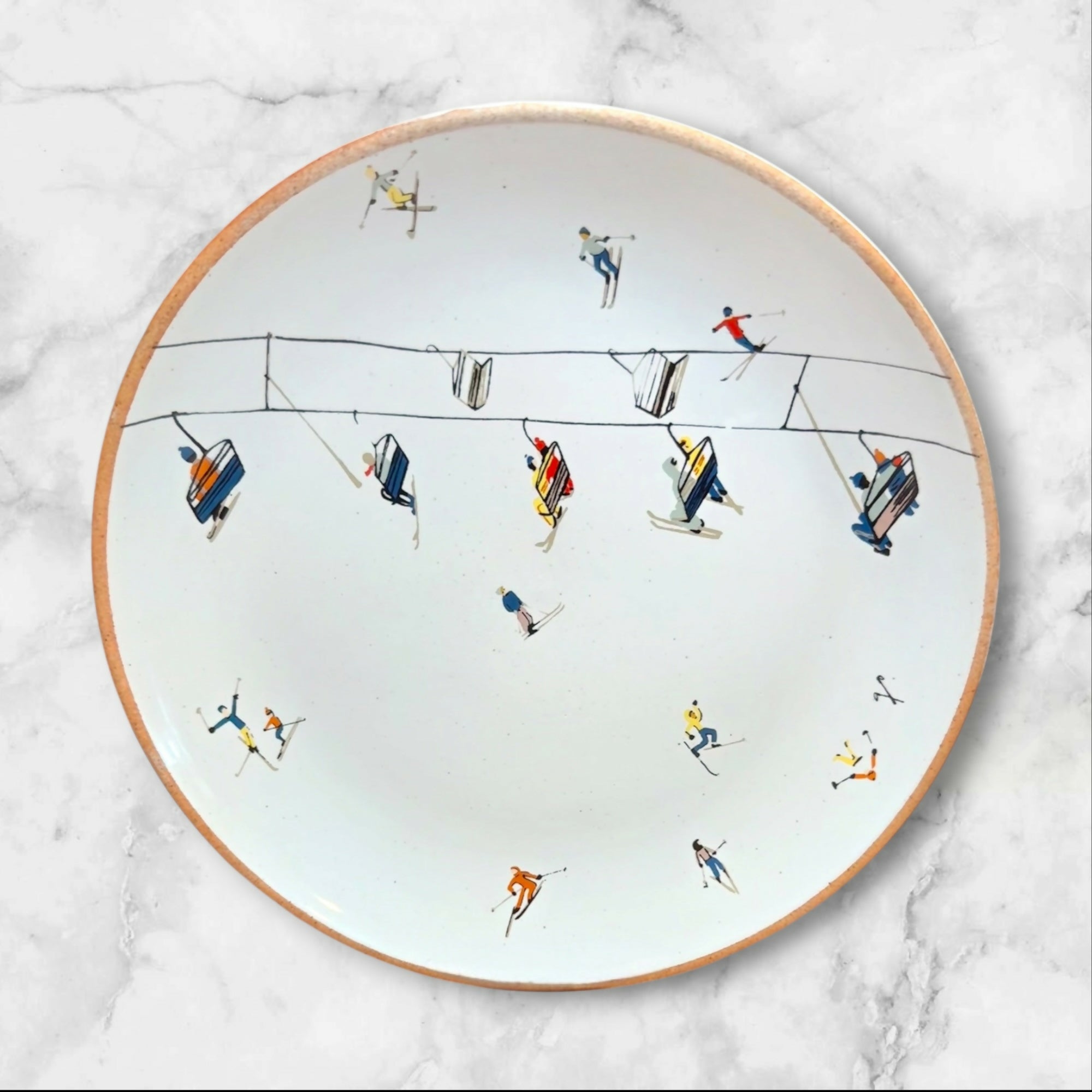 West Elm Holiday Skier Dinner & Salad Plates | Set of 8 | Excellent Condition