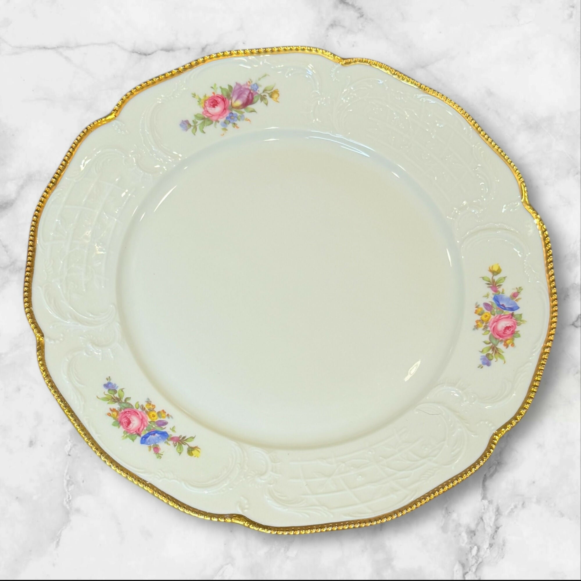 Rosenthal Sanssouci Ivory Gold Floral Dinnerware | Set of 8 | Excellent Condition