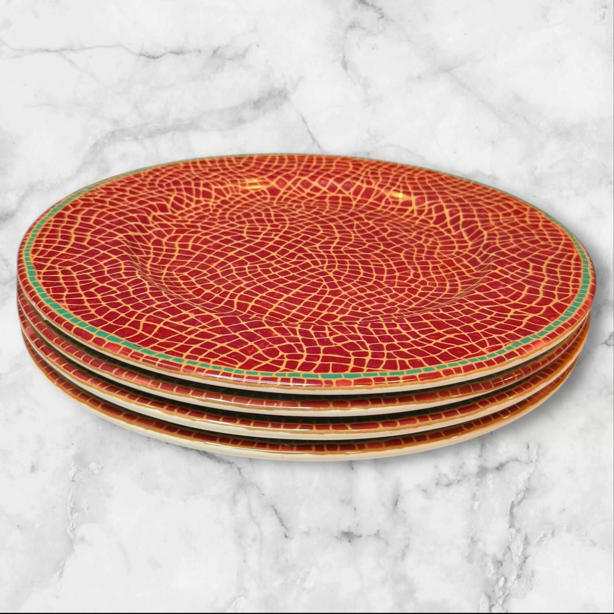 Pier 1 Mosaic Fruit Chop Plates / Round Platters | Set of 5 | Great Condition