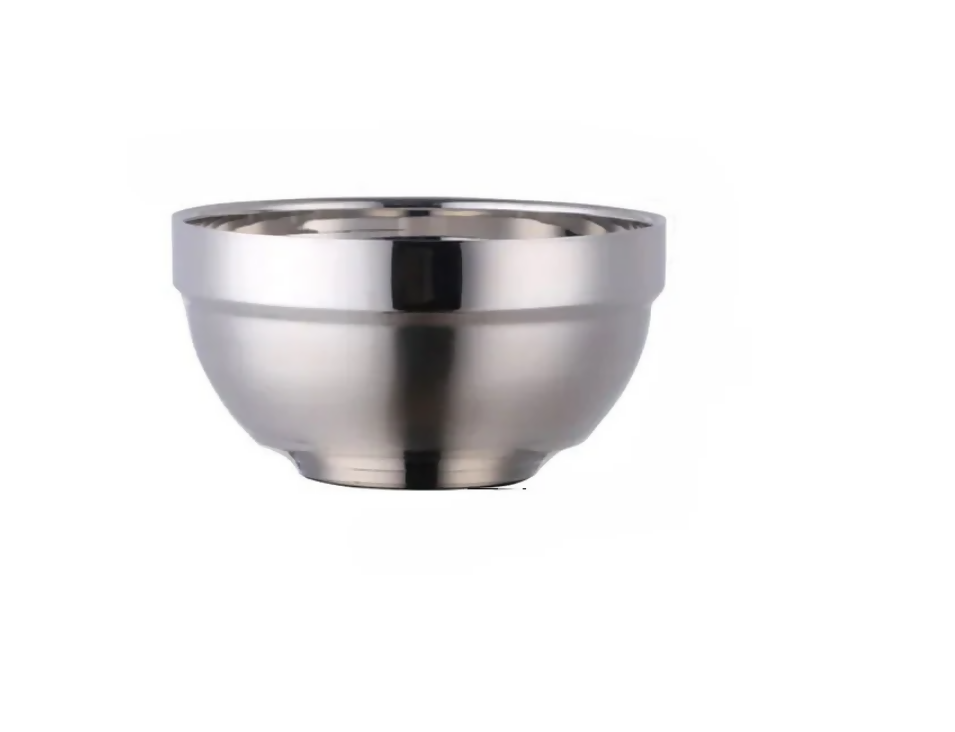Anygleam Silver Rice Bowls – 2Pcs Small Stainless Steel, Single-Layer Anti-Scalding Cooking Utensils