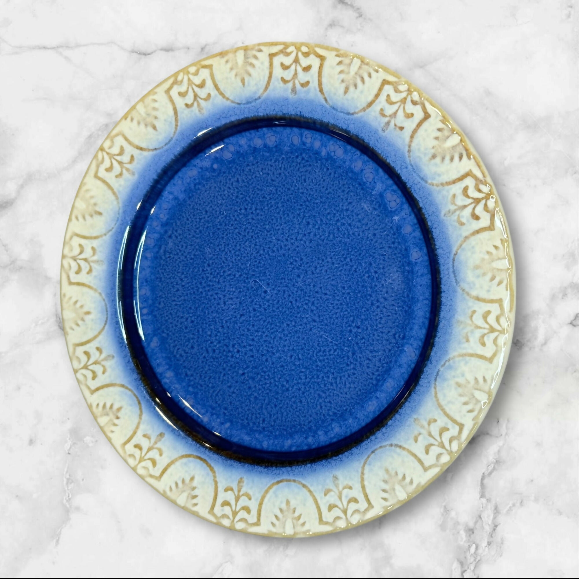 American Atelier Blue Stoneware Salad Plates | Set of 7 | Good Condition