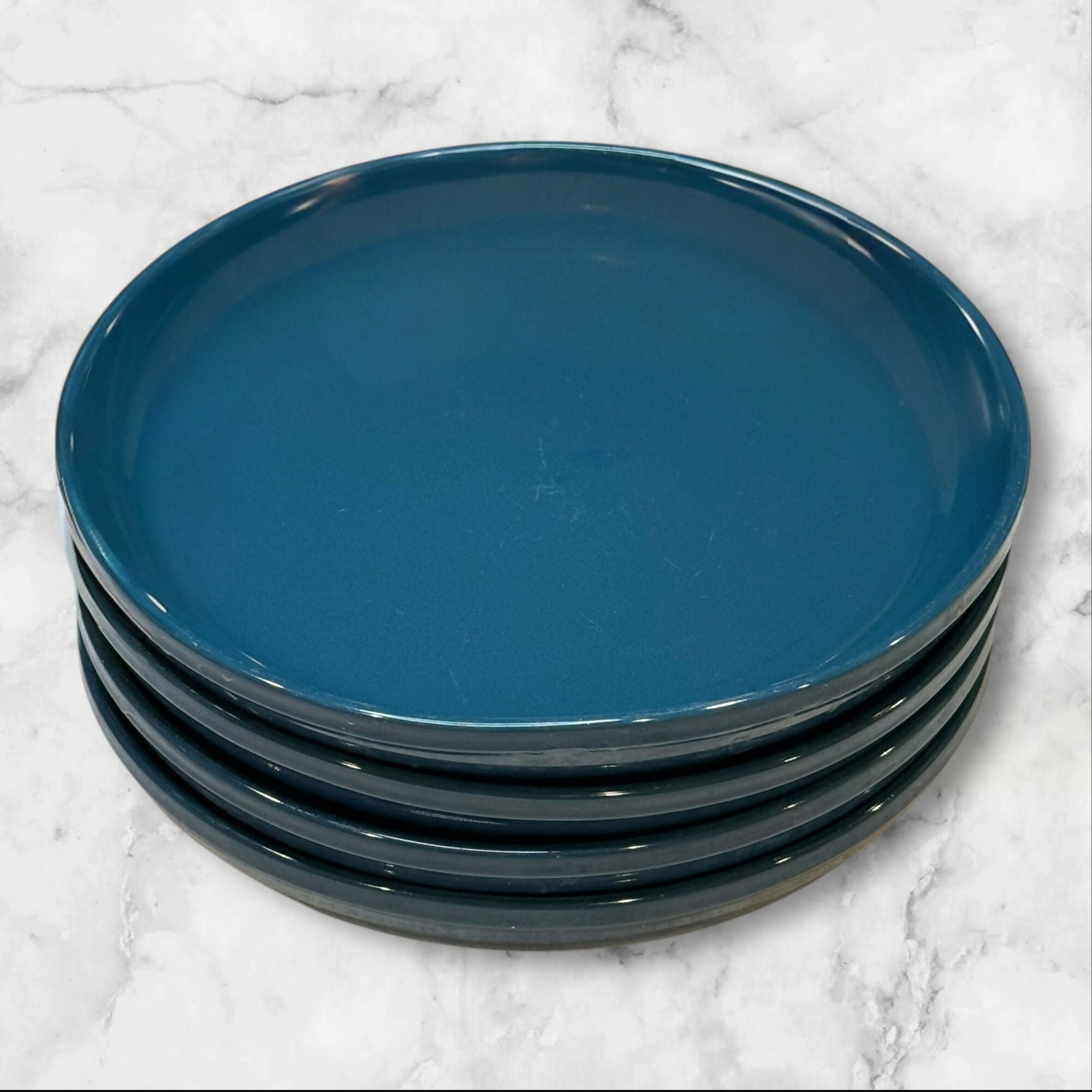 Corelle Handcrafted Blue Stoneware Dinner Plates | Set of 4 | Good Condition