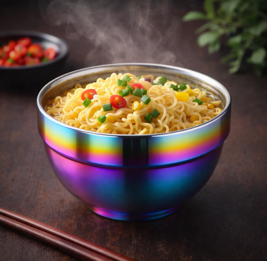 Anygleam Pink Rainbow Rice Bowls – 2Pcs Small Stainless Steel, Single-Layer Anti-Scalding Cooking Utensils