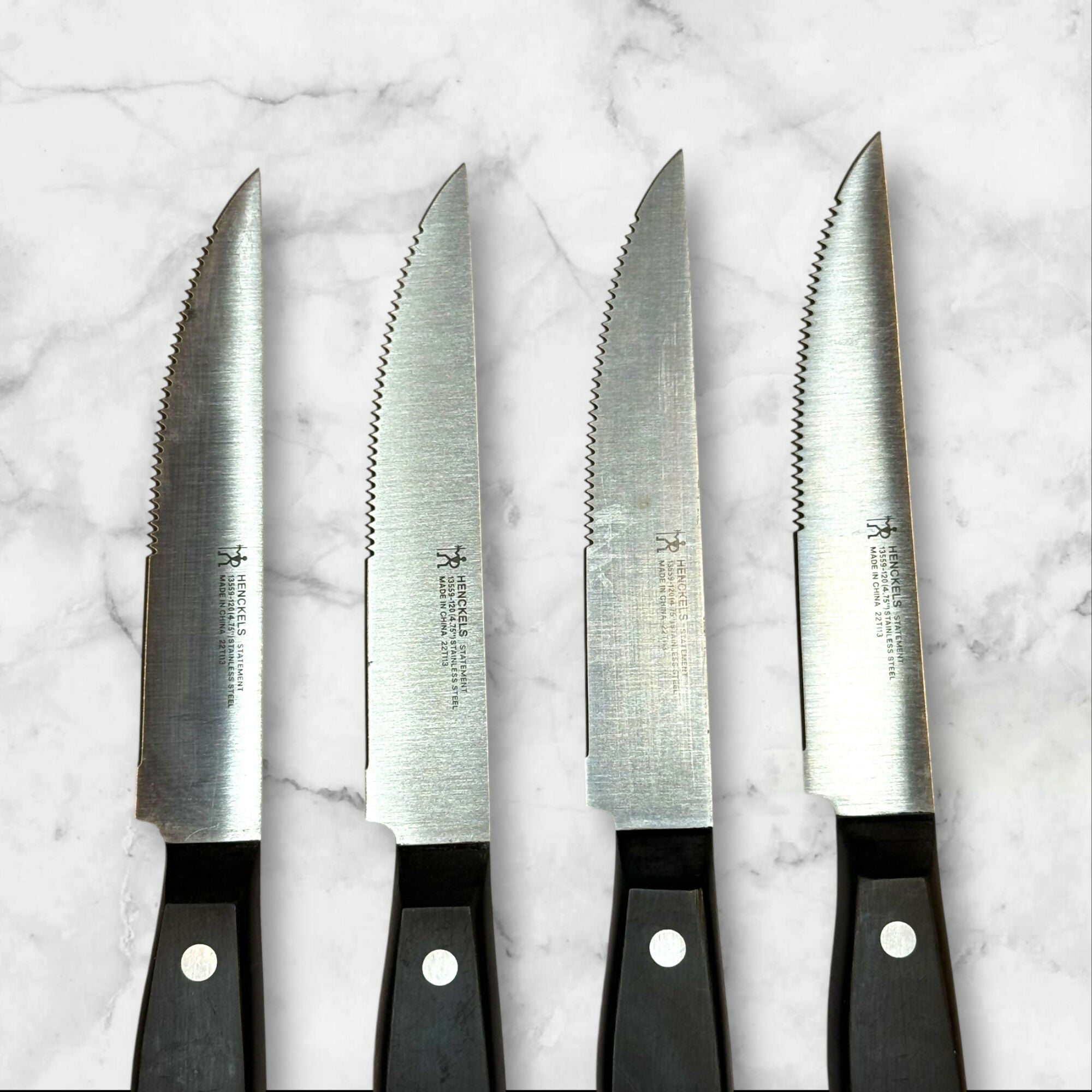 Henckels Statement Steak Knives Serrated Black Handle | Set of 4 | Great