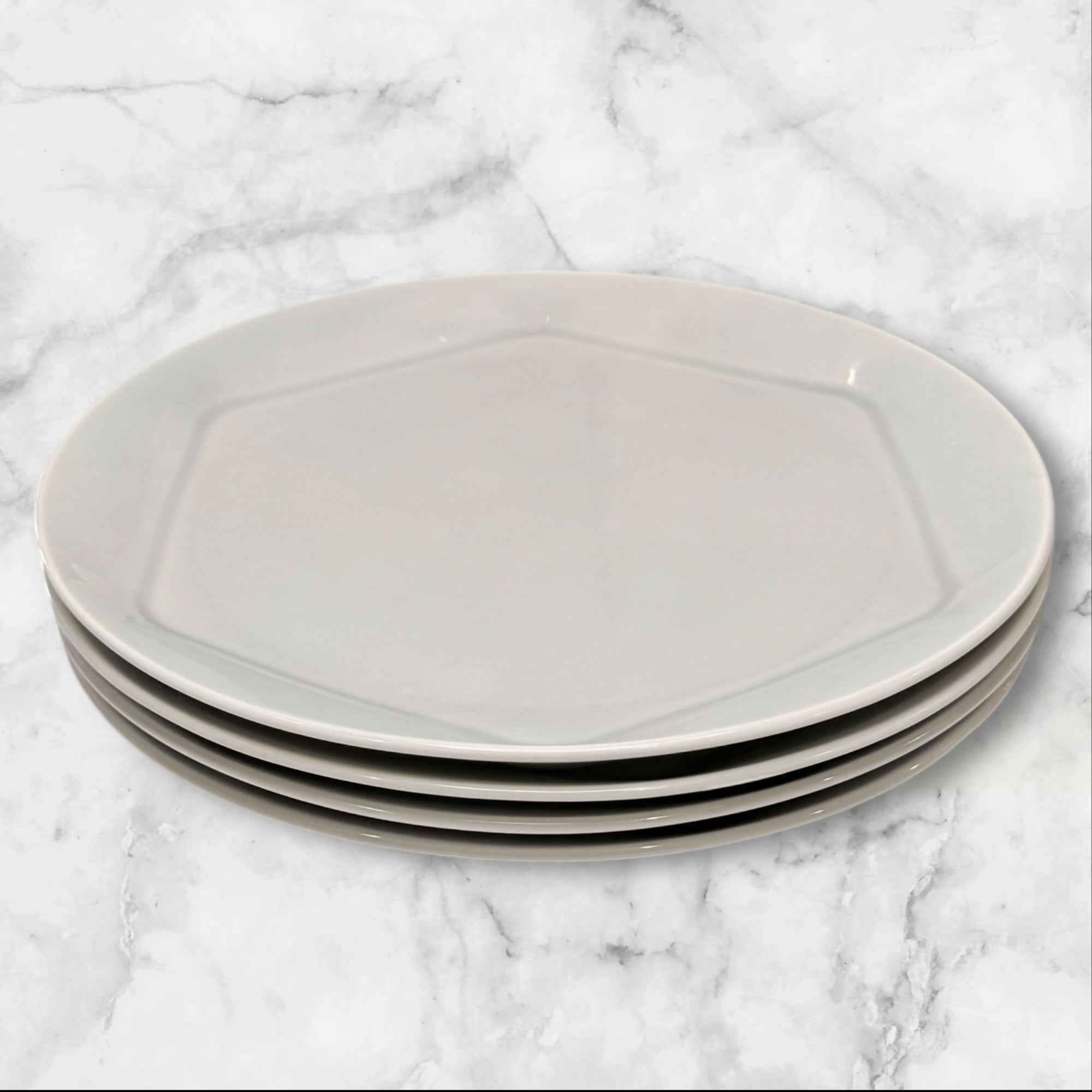 IKEA Formidabel Gray Hexagon Dinner Plates | Set of 4 | Excellent