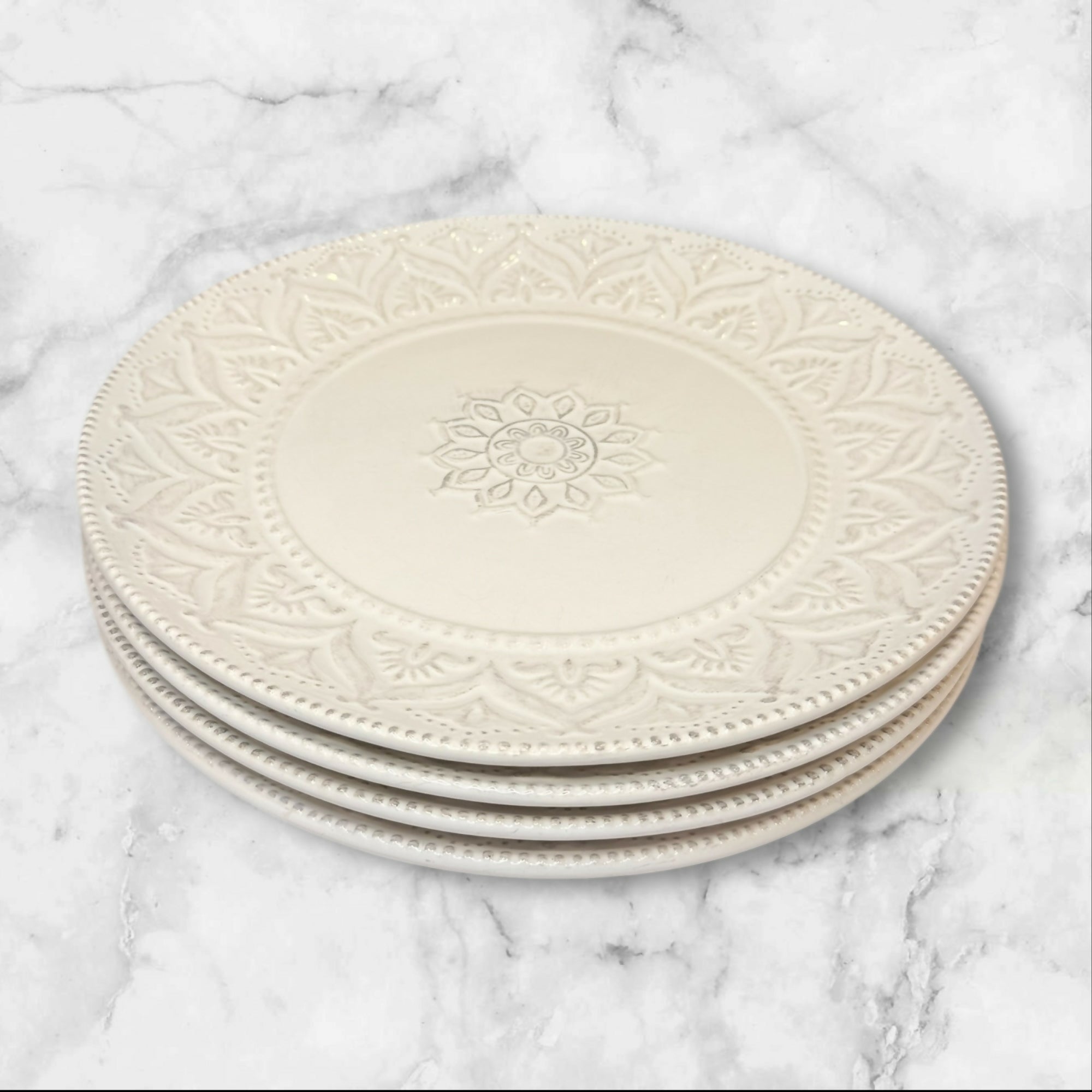 Pier 1 Chateau Clair White Dinner Plates | Set of 4 | Good Condition