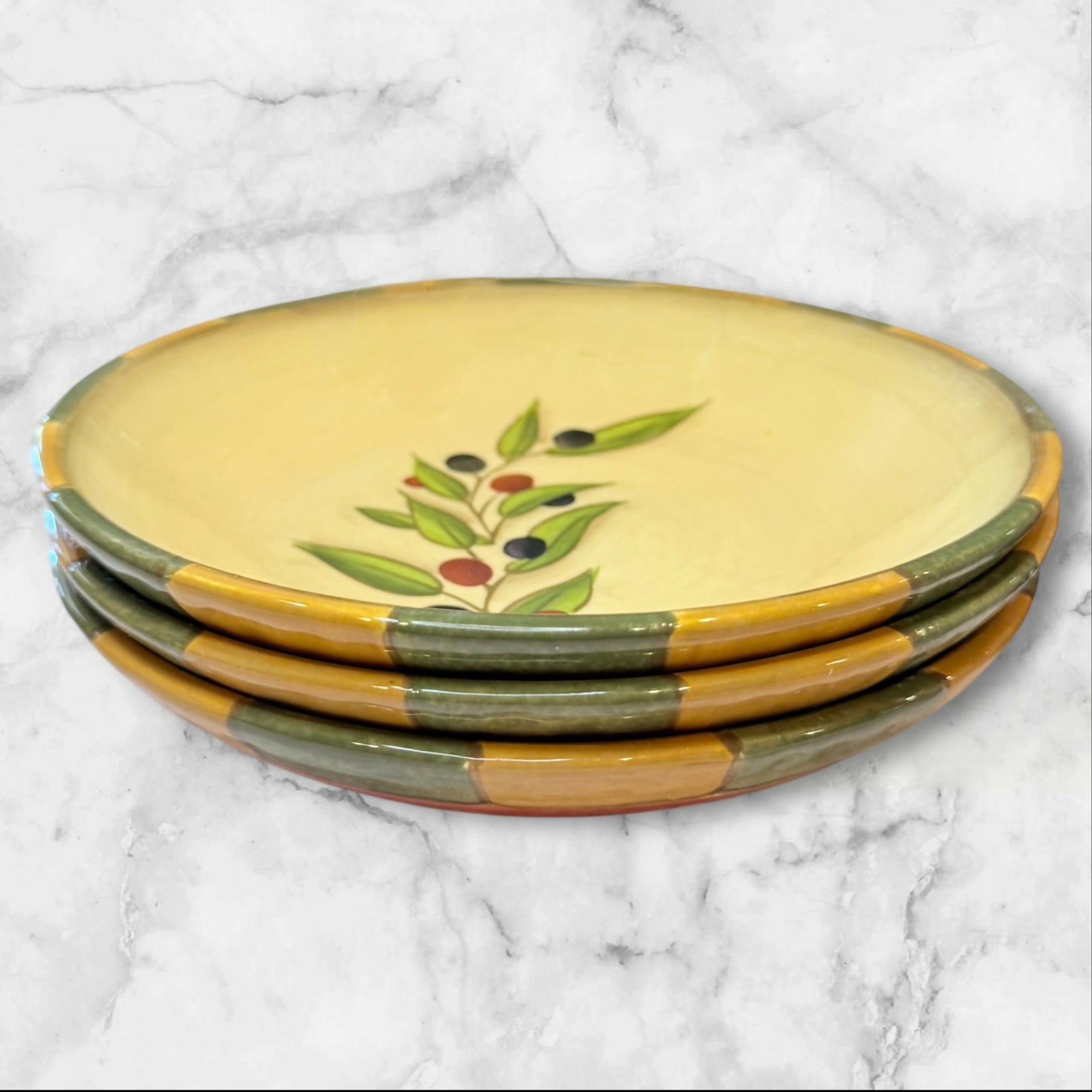 Clay Art Tuscan Olive Soup Bowls | Set of 3 | Gently Used