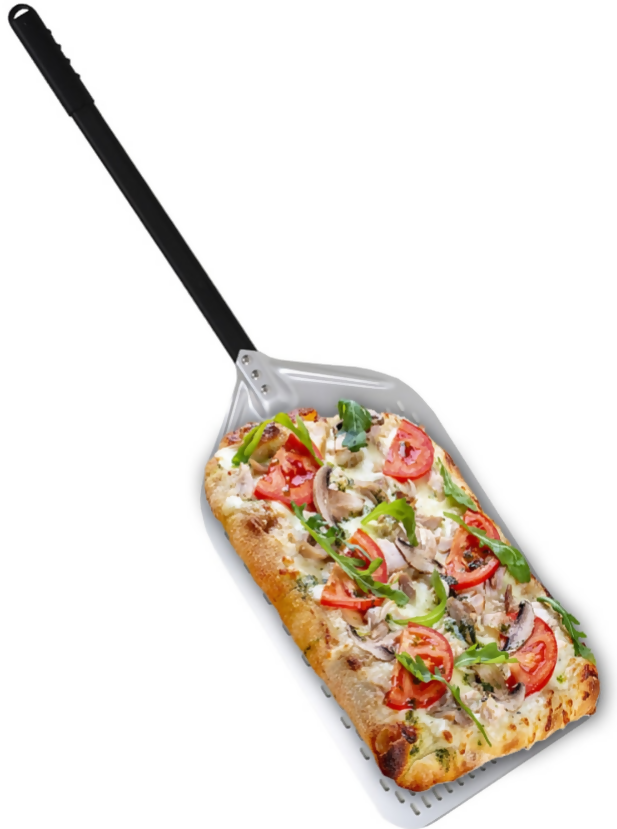 Anygleam Pizza Shovel 25cm X 81cm Silver for Perforated Peel with Metal Handle Oven Turning Baking Accessory
