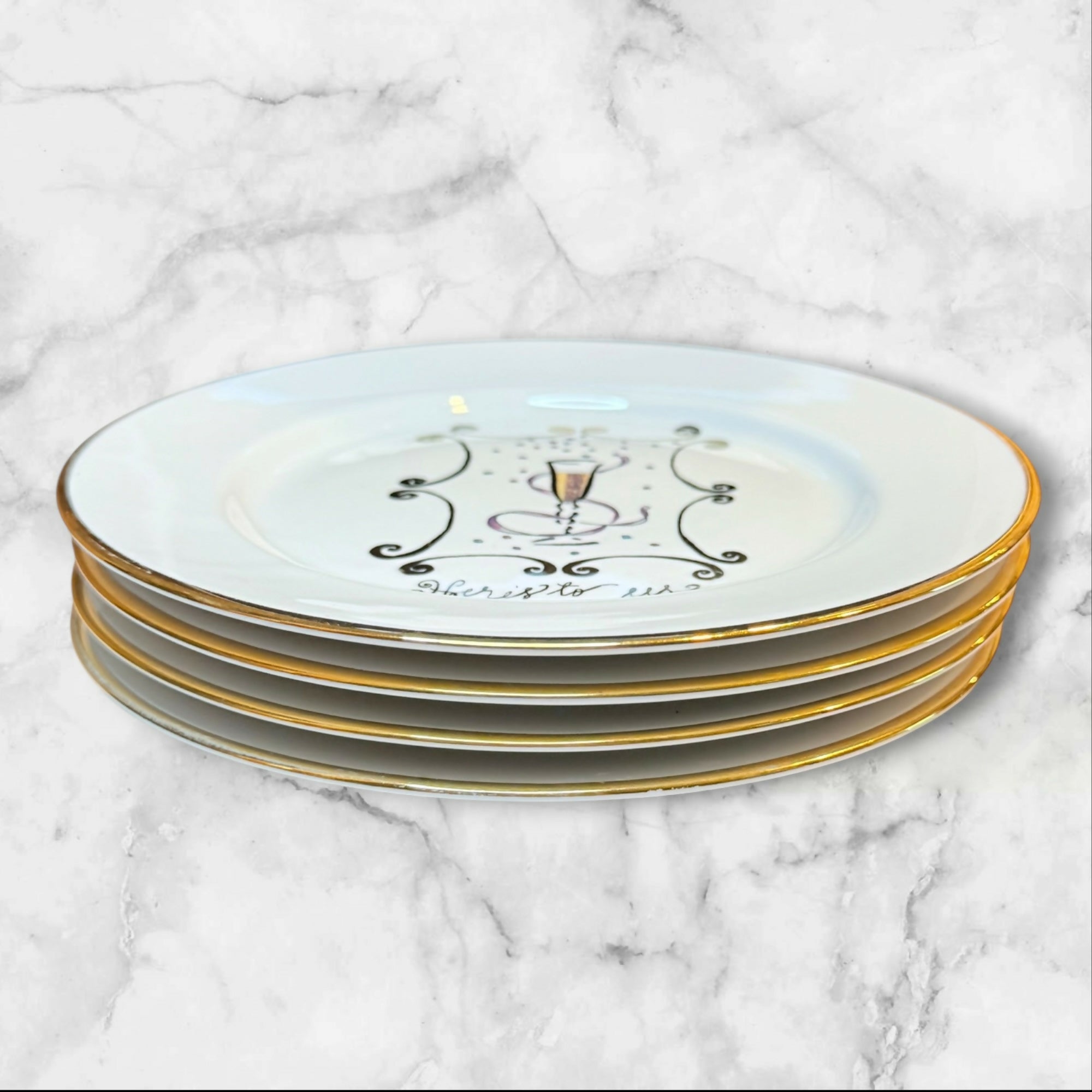 Rosanna Champagne Toast Salad Plates Set of 4 Italy | Gently Used