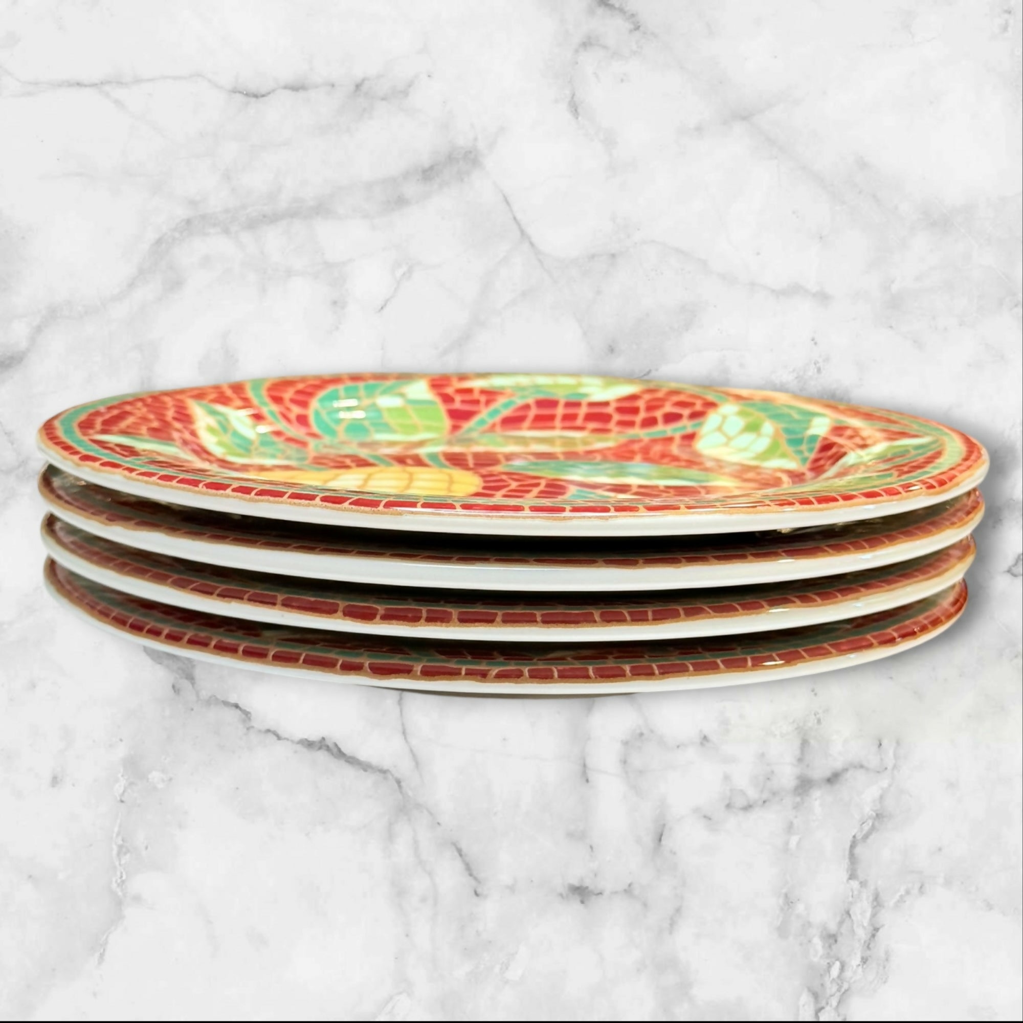 Pier 1 Imports Pier 1 Mosaic Fruit Salad Plates | Set of 4 | Excellent Condition